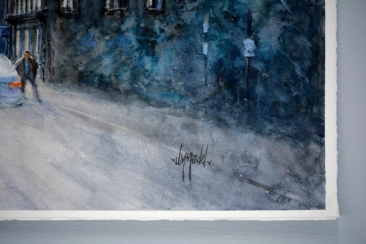 Abendlicht 2, Originalgemälde (Grau), Interior Art, von Judy Mudd