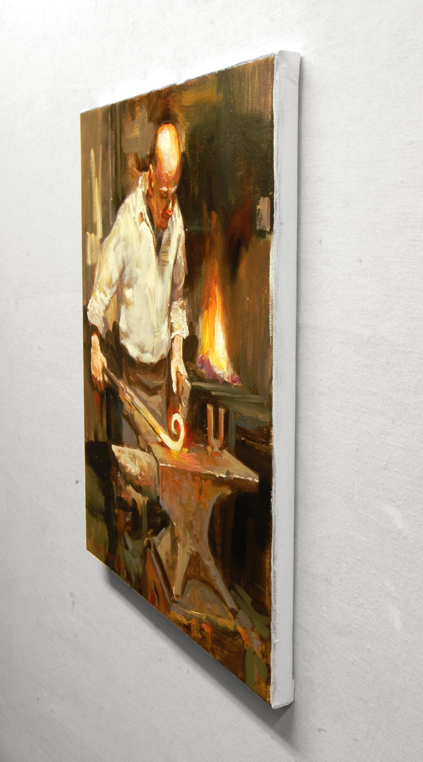 Arricciare il ferro da stiro, pittura ad olio - Painting di Onelio Marrero