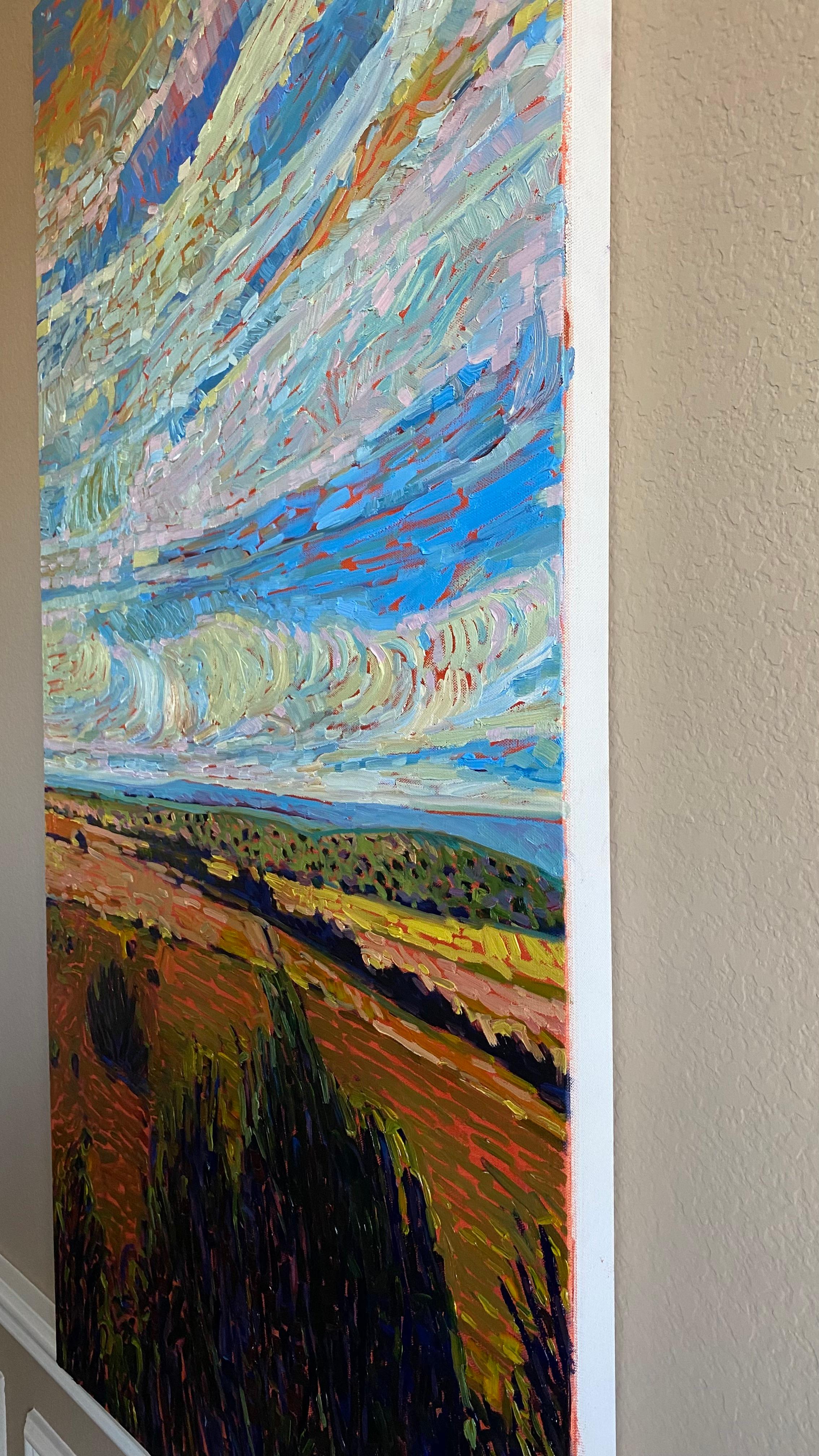 Ciels roulants, peinture à l'huile - Impressionnisme Art par Srinivas Kathoju