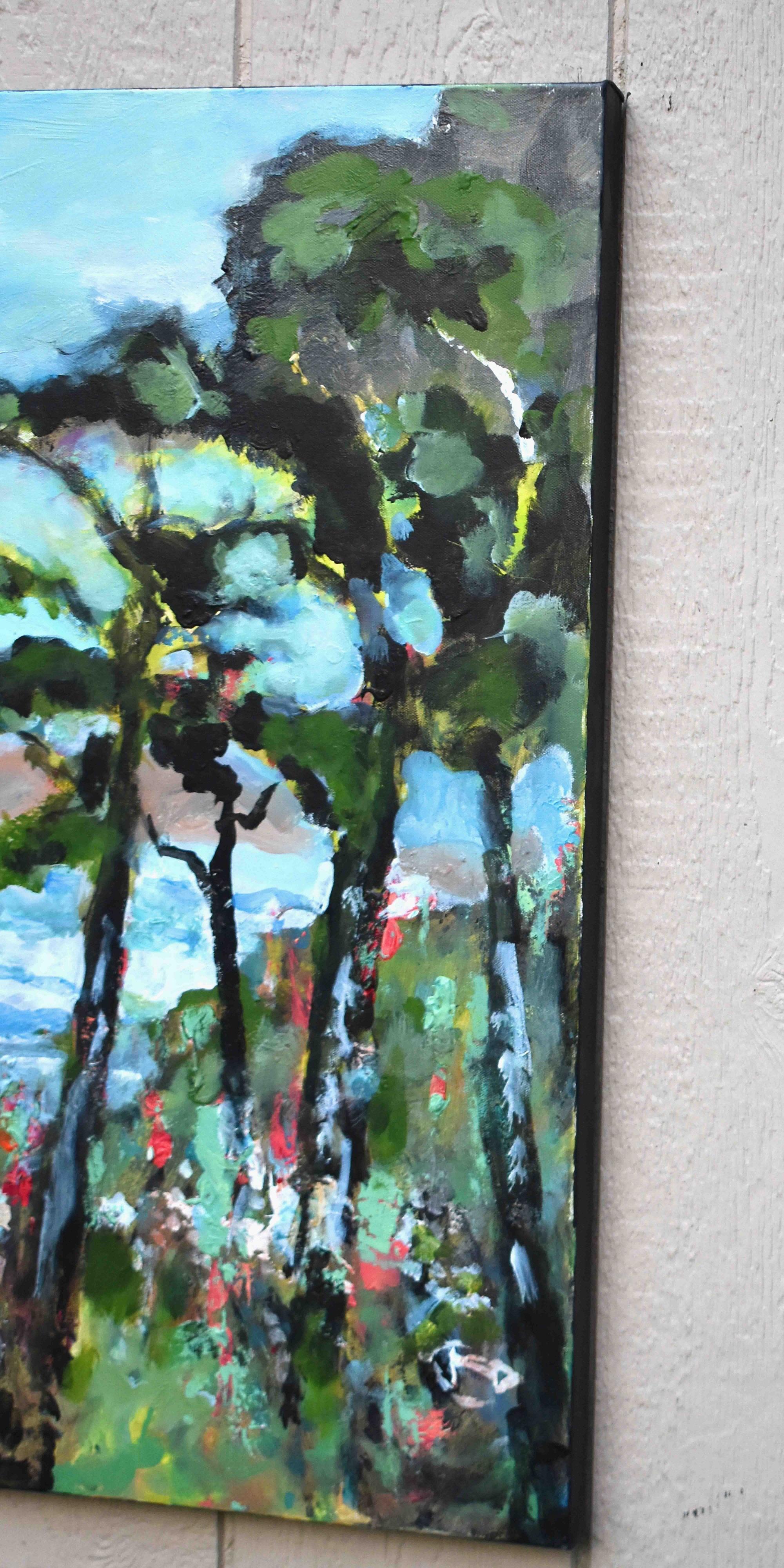 Surf and Pines, Original Painting - Impressionist Art by Kip Decker