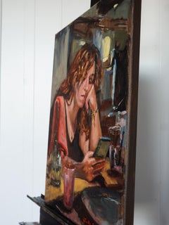 Waiting for a Text, Oil Painting