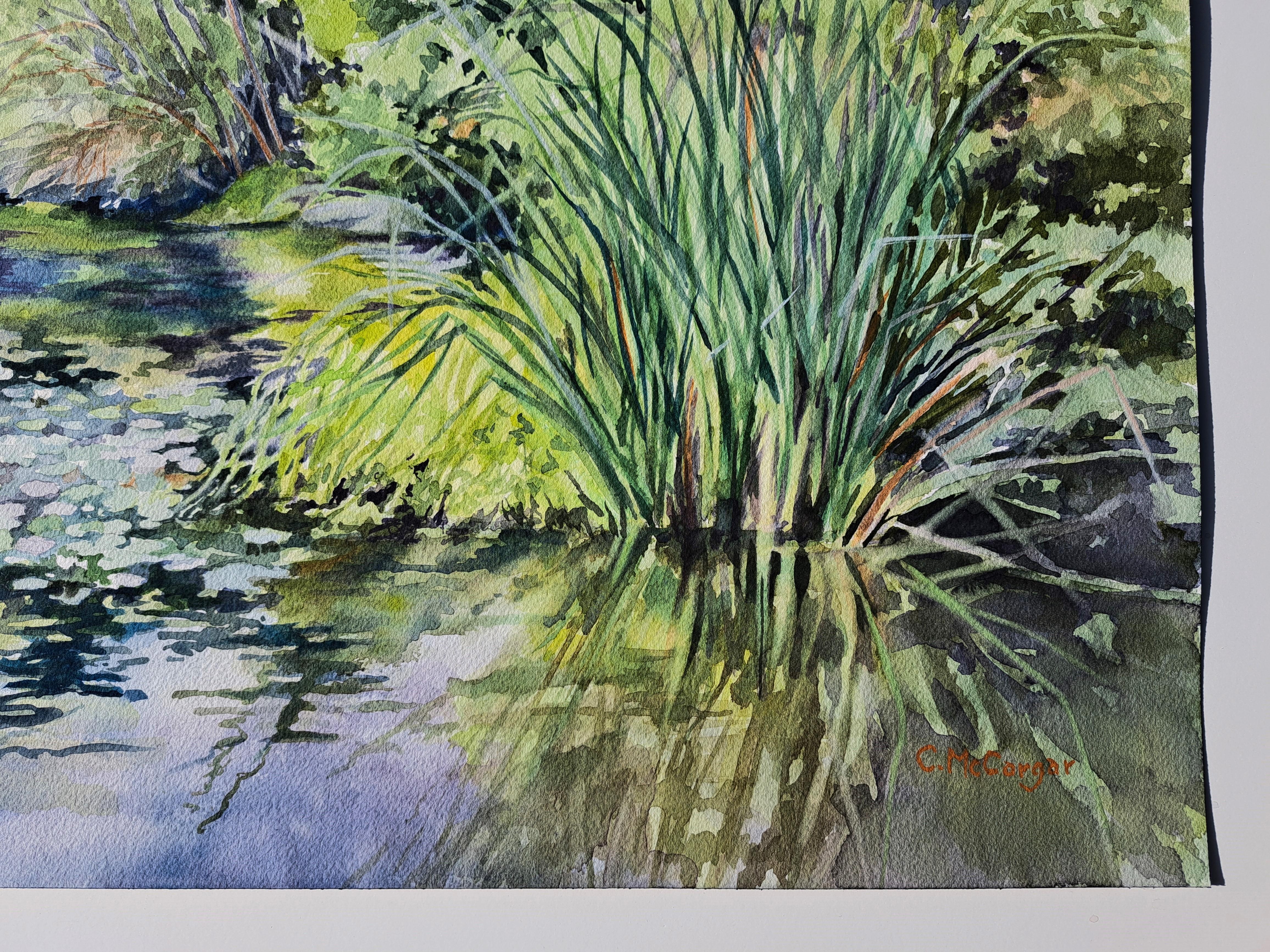 Aquarelle auf See Temescal, Originalgemälde – Art von Catherine McCargar