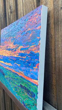 Campos tejanos al atardecer, Pintura al óleo