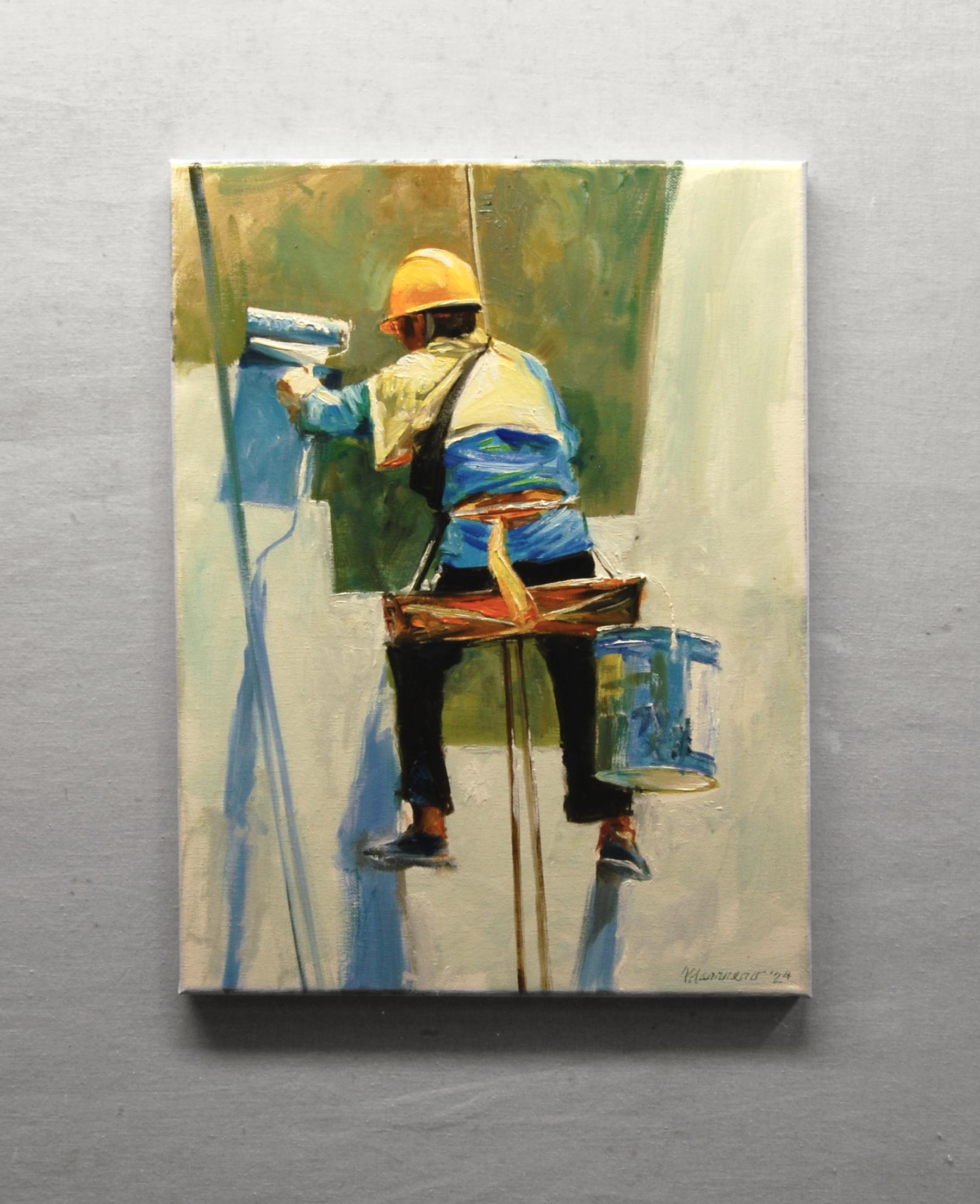 <p>Commentaires de l'artiste<br />En 2023, l'artiste Onelio Marrero a commencé une série d'esquisses à l'huile représentant des hommes en train de peindre des bâtiments au-dessus des trottoirs de la ville. Basée sur l'une de ces études, cette pièce