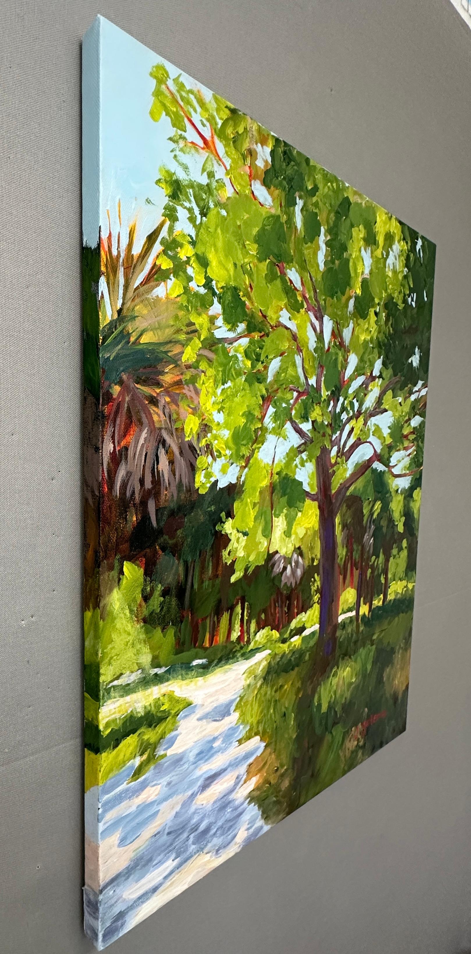 Summer Hike, Original Painting - Black Landscape Painting by JoAnn Golenia