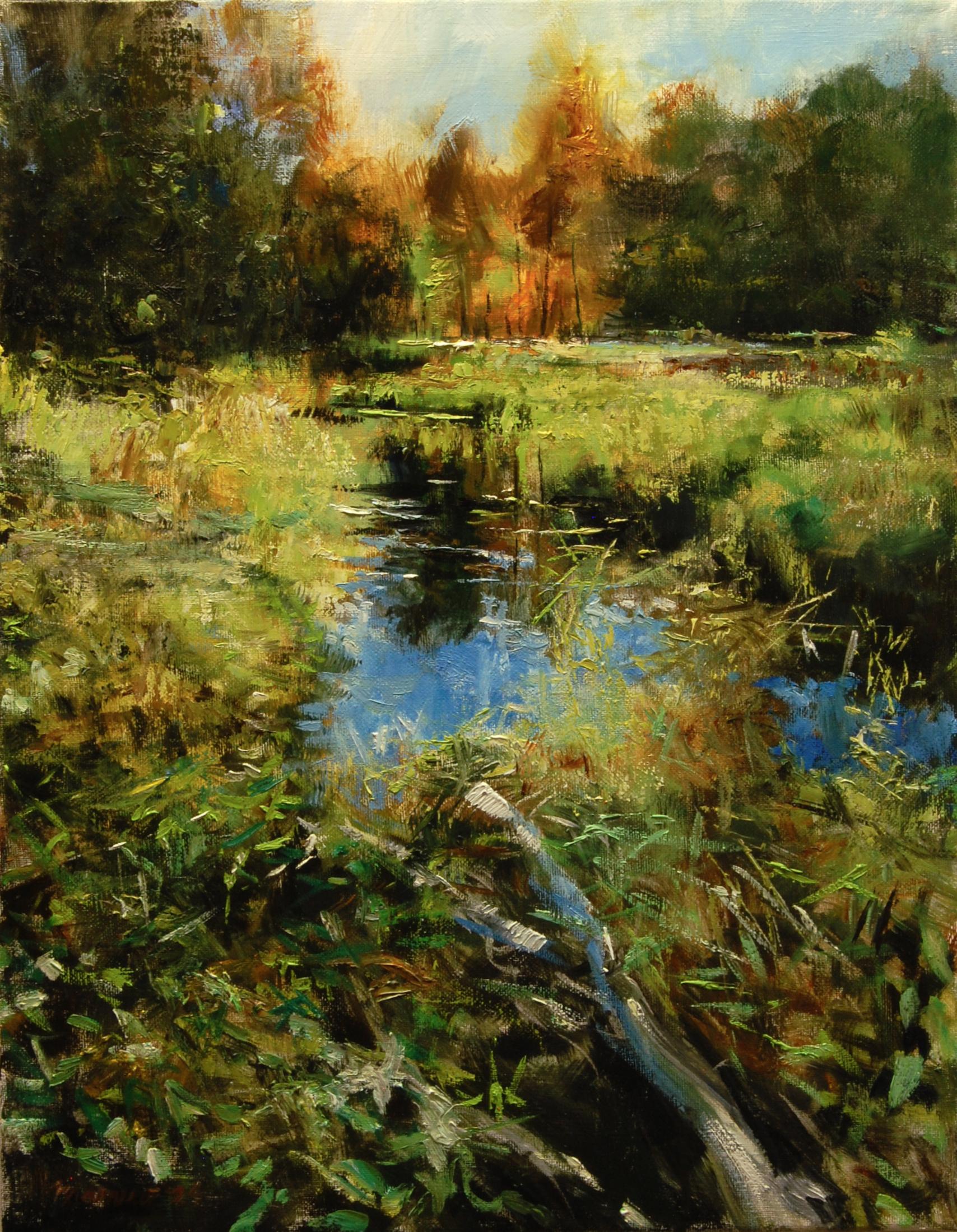 The Brook In Autumn, peinture à l'huile - Art de Onelio Marrero