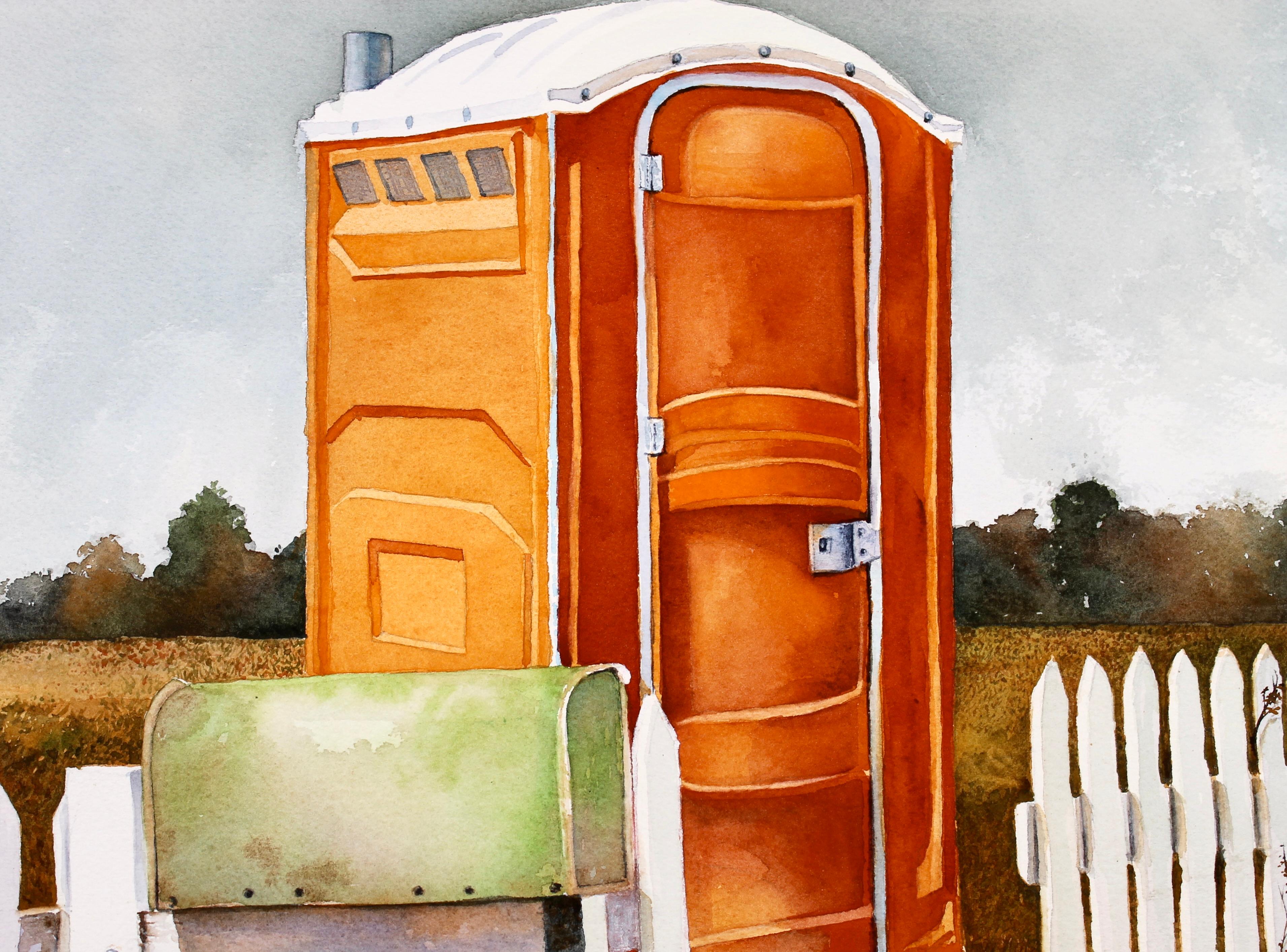 La maison d'un homme est son château, peinture originale - Beige Interior Art par Dwight Smith
