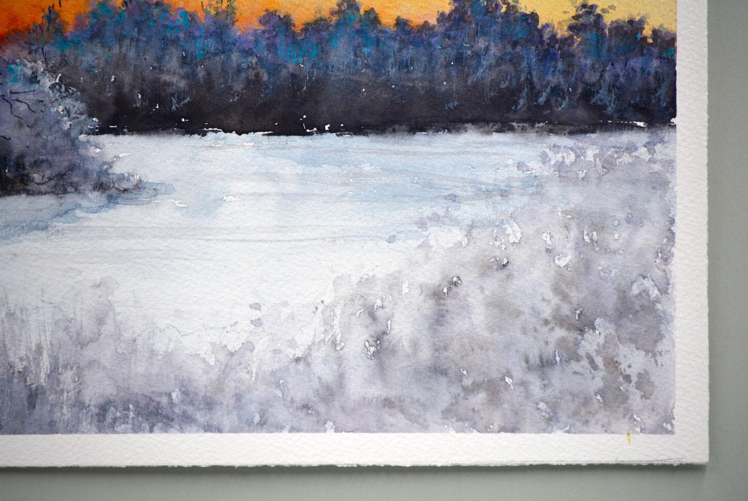 Tramonto d'inverno, dipinto originale - Art Impressionismo di Judy Mudd