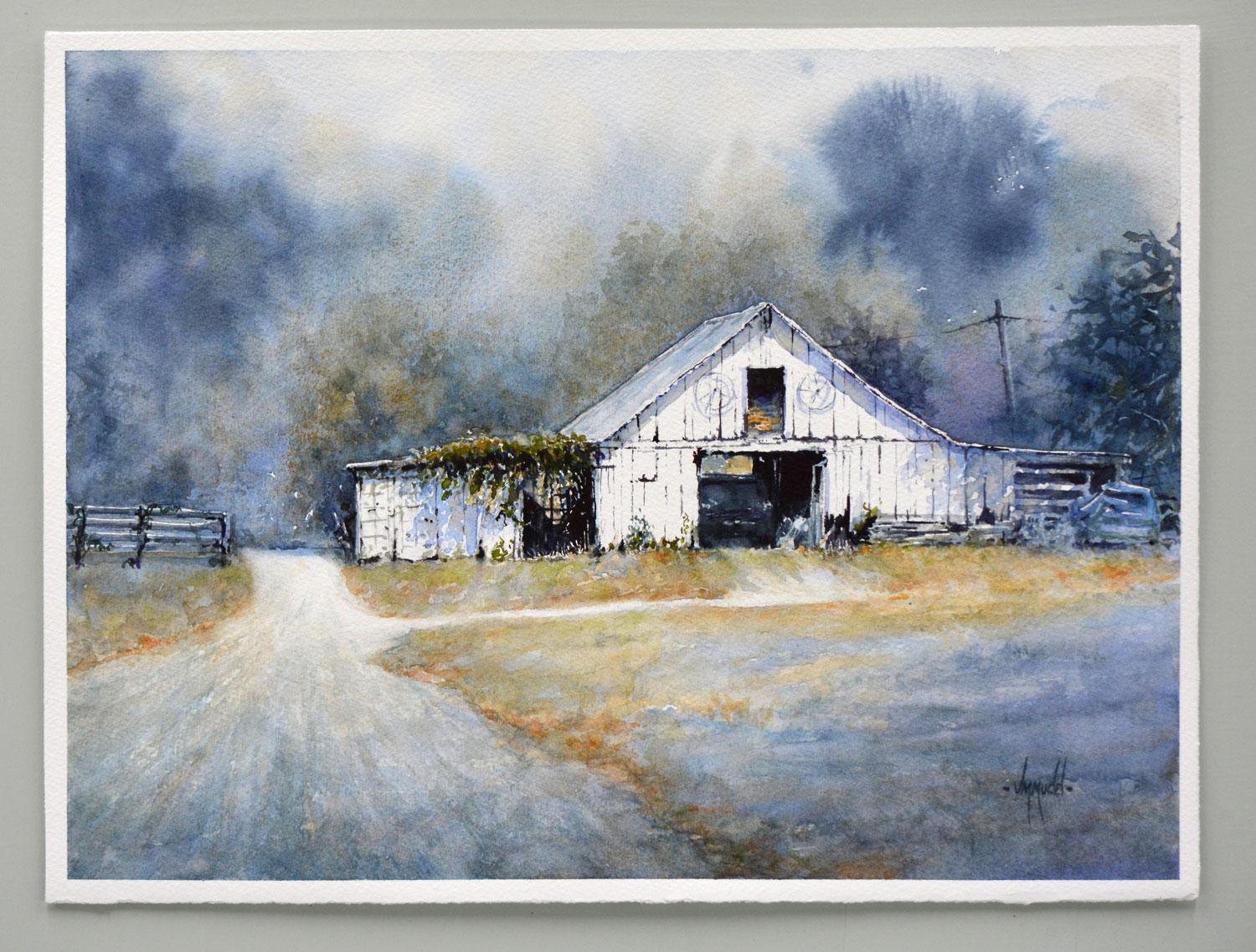 El Granero Blanco, Pintura Original - Art Impresionista de Judy Mudd