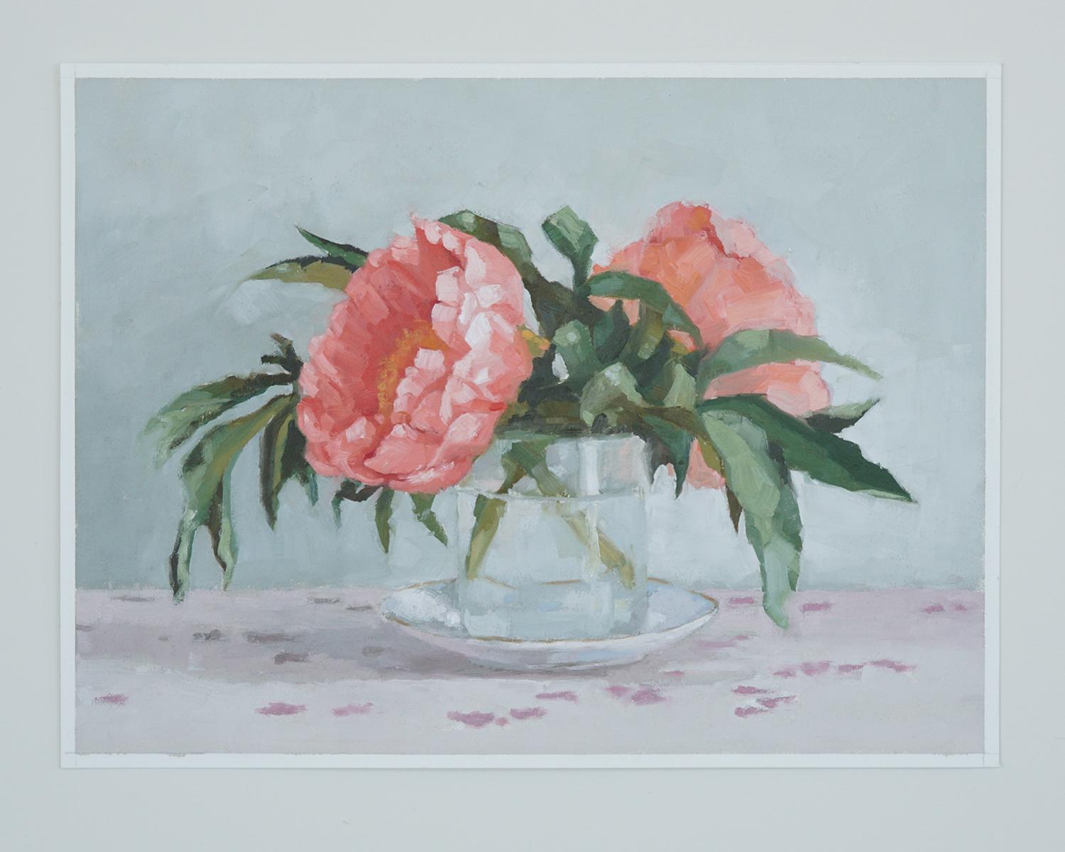 Peonía II, Pintura al óleo - Painting Impresionista de Nicole Lamothe