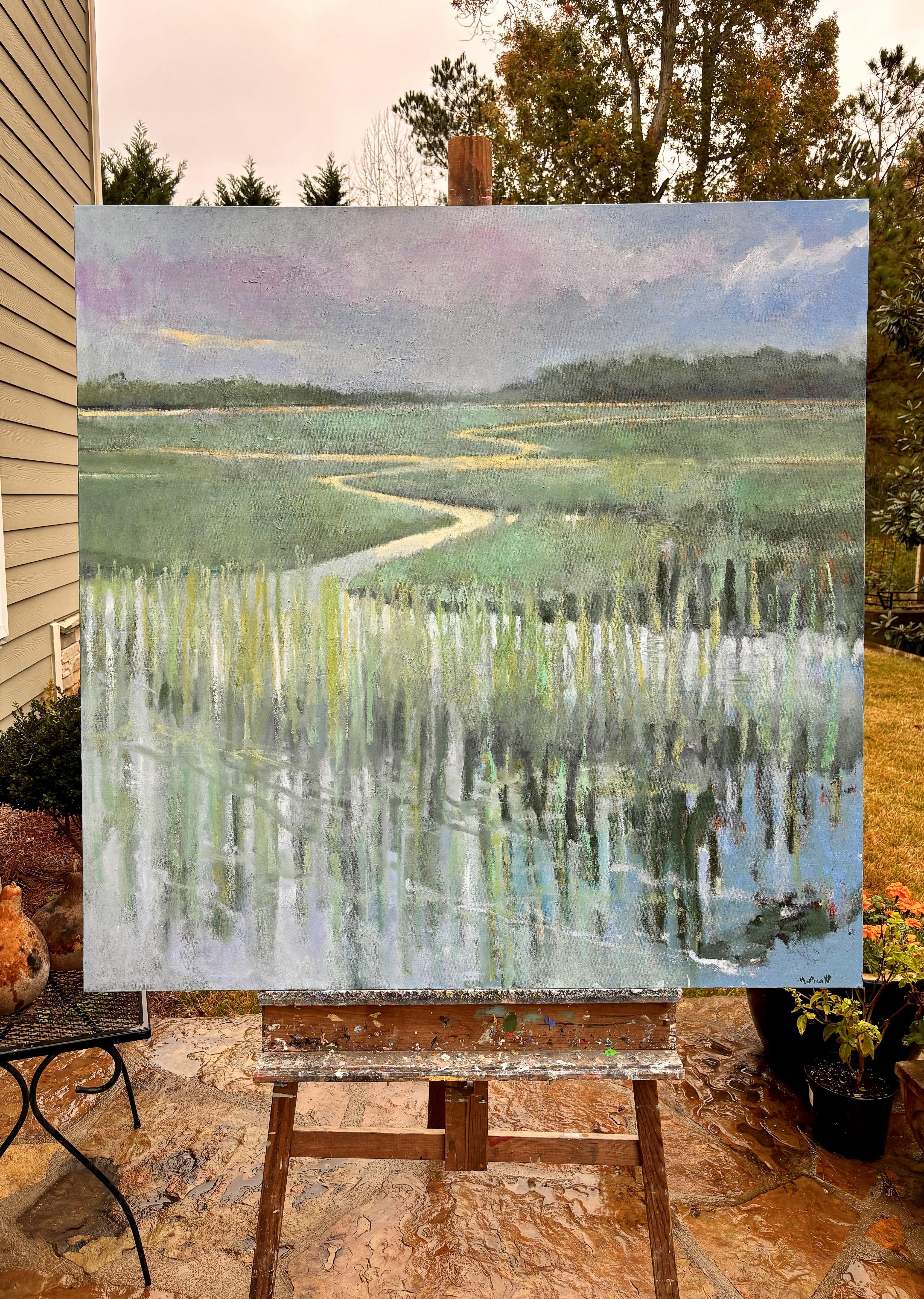 <p>Artist Comments<br />Artist Mary Pratt described the low country marsh as her favorite place to paint. In this piece, she simplified the greens of the landscape by capturing the subtle nuances within. The reflection in the winding water mimics