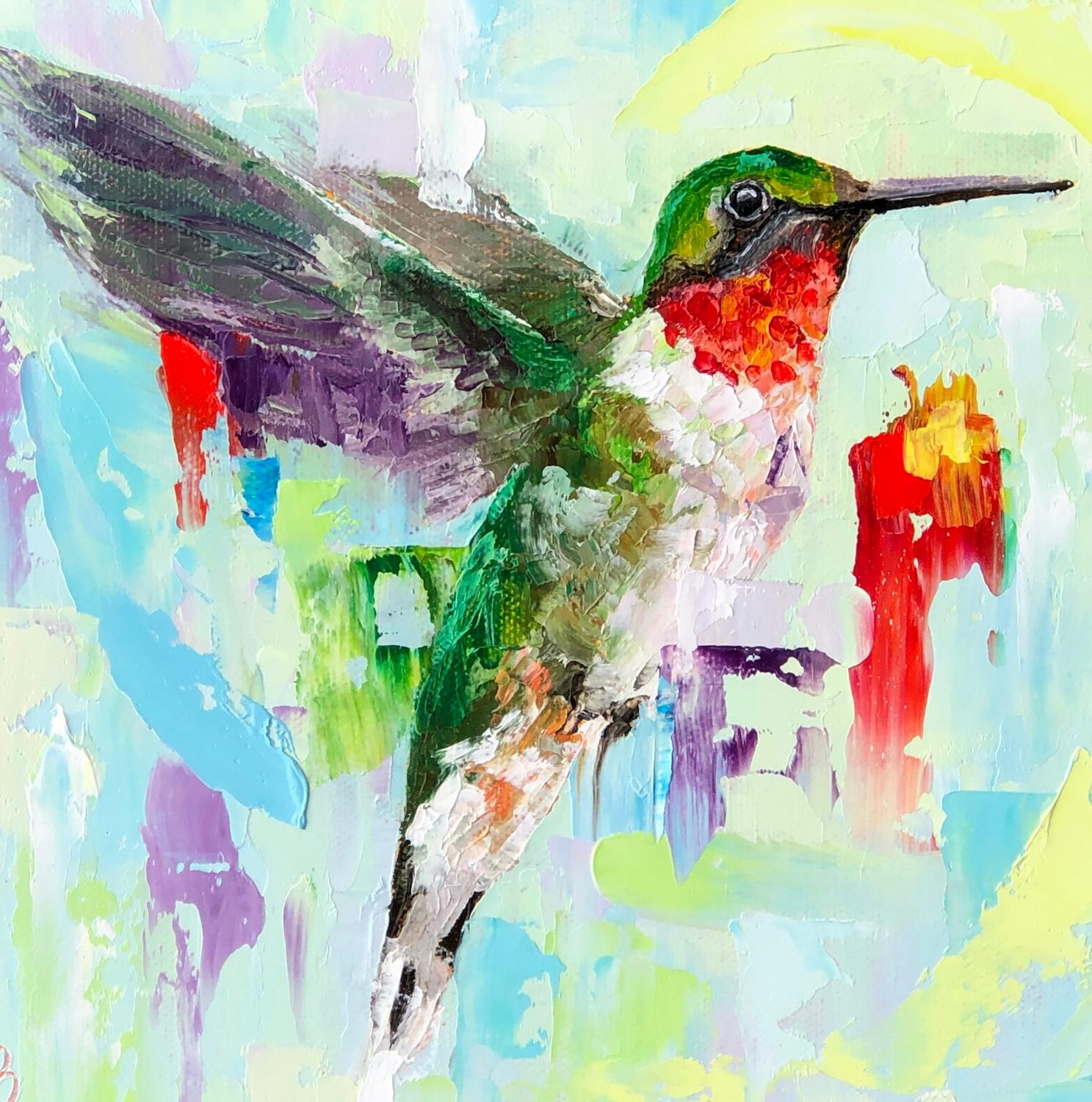 Réjouissances, peinture à l'huile - Gris Animal Painting par Karen Barton