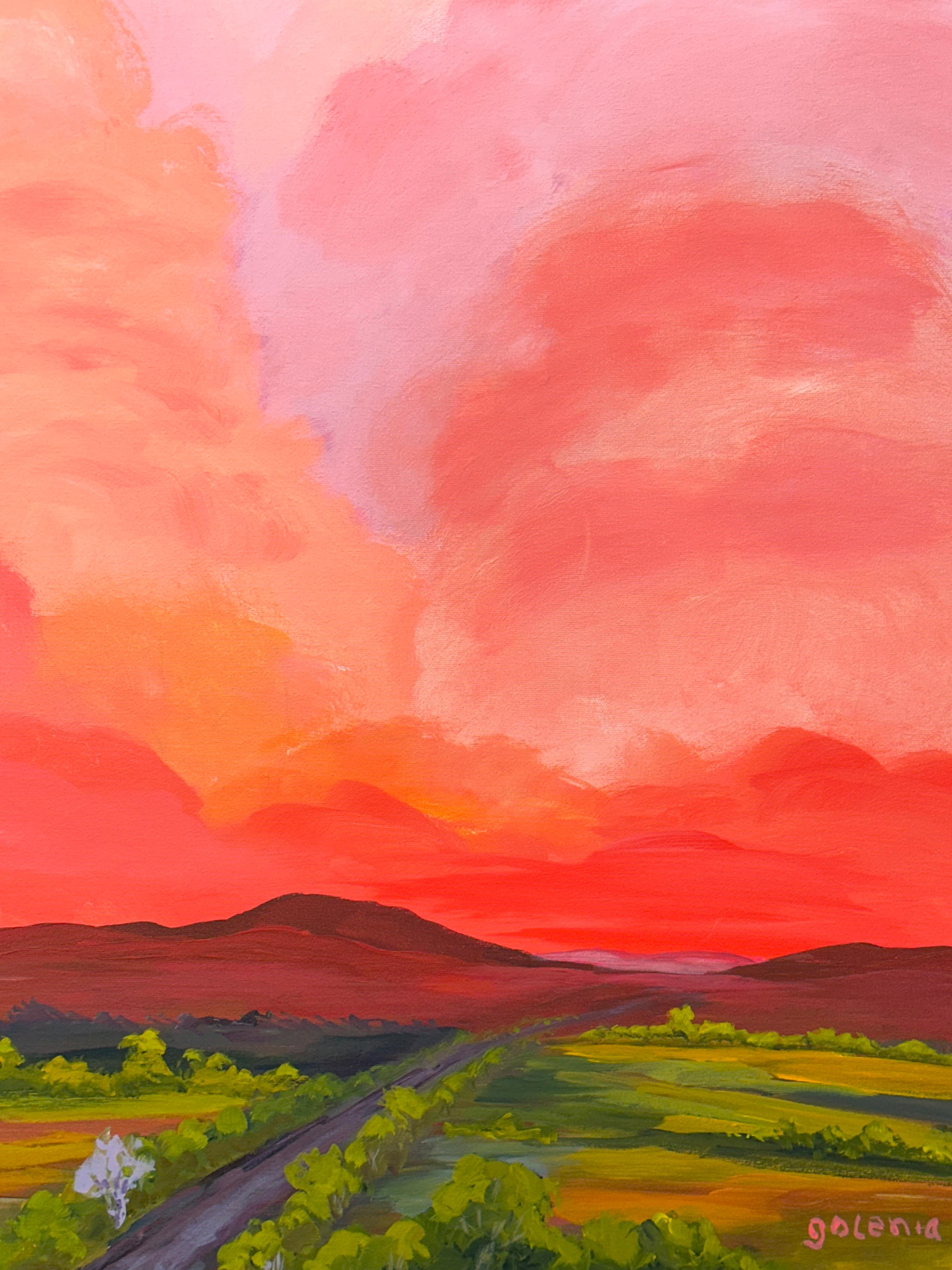 Aussie Love, peinture originale - Rose Landscape Painting par JoAnn Golenia