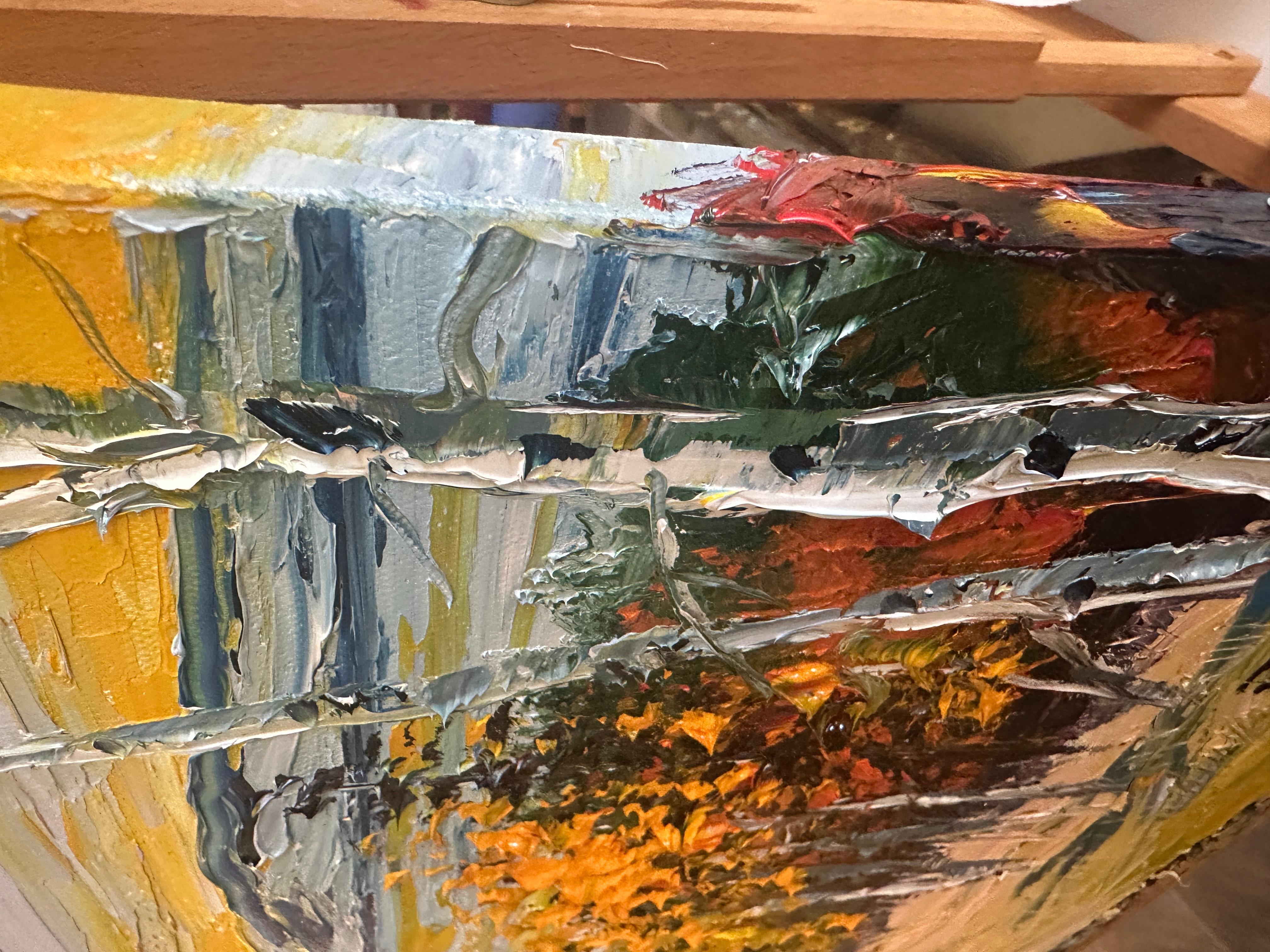 La dernière étreinte du lac Tahoe, peinture à l'huile - Painting de Lisa Elley