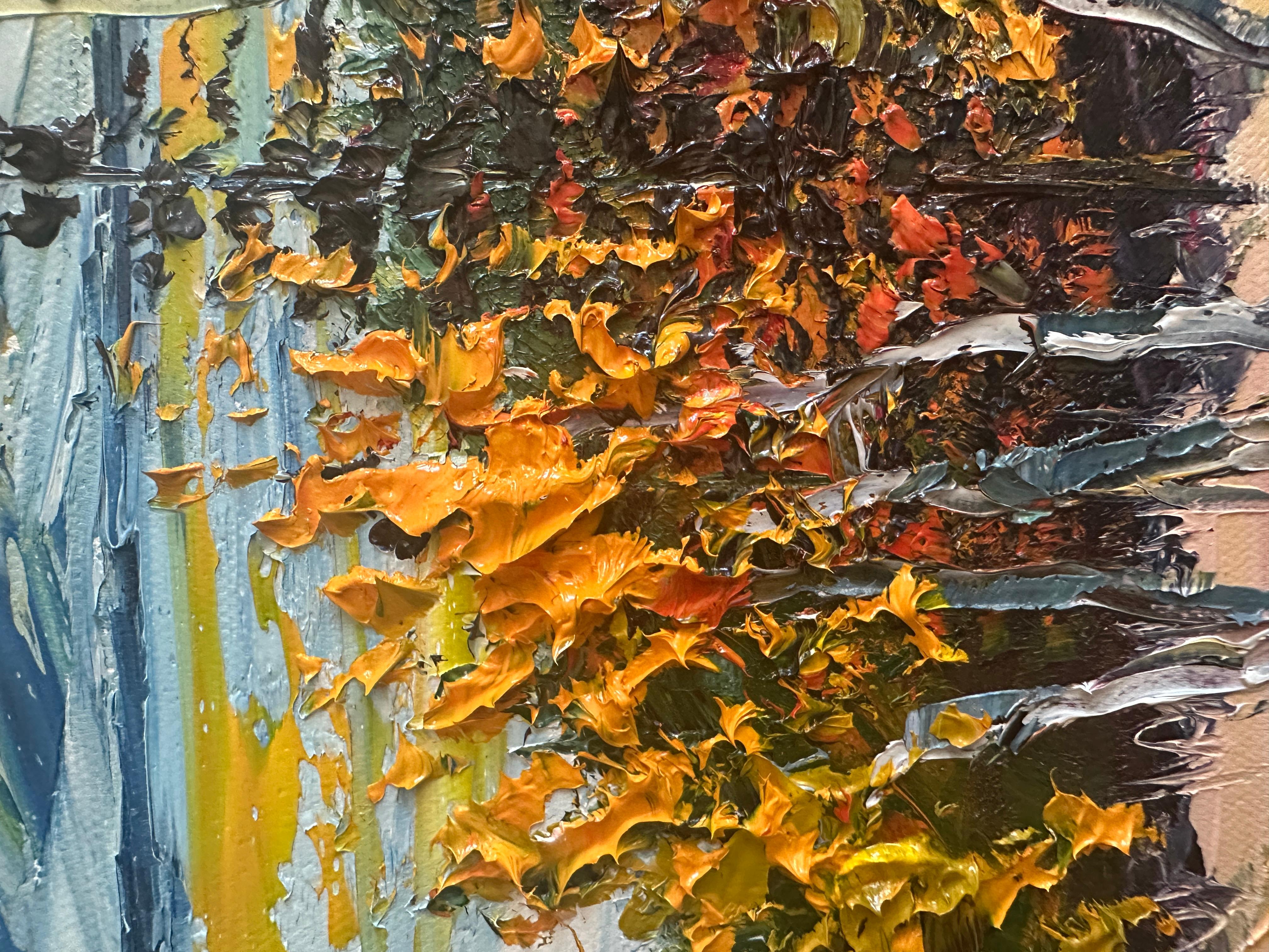 La dernière étreinte du lac Tahoe, peinture à l'huile - Marron Landscape Painting par Lisa Elley