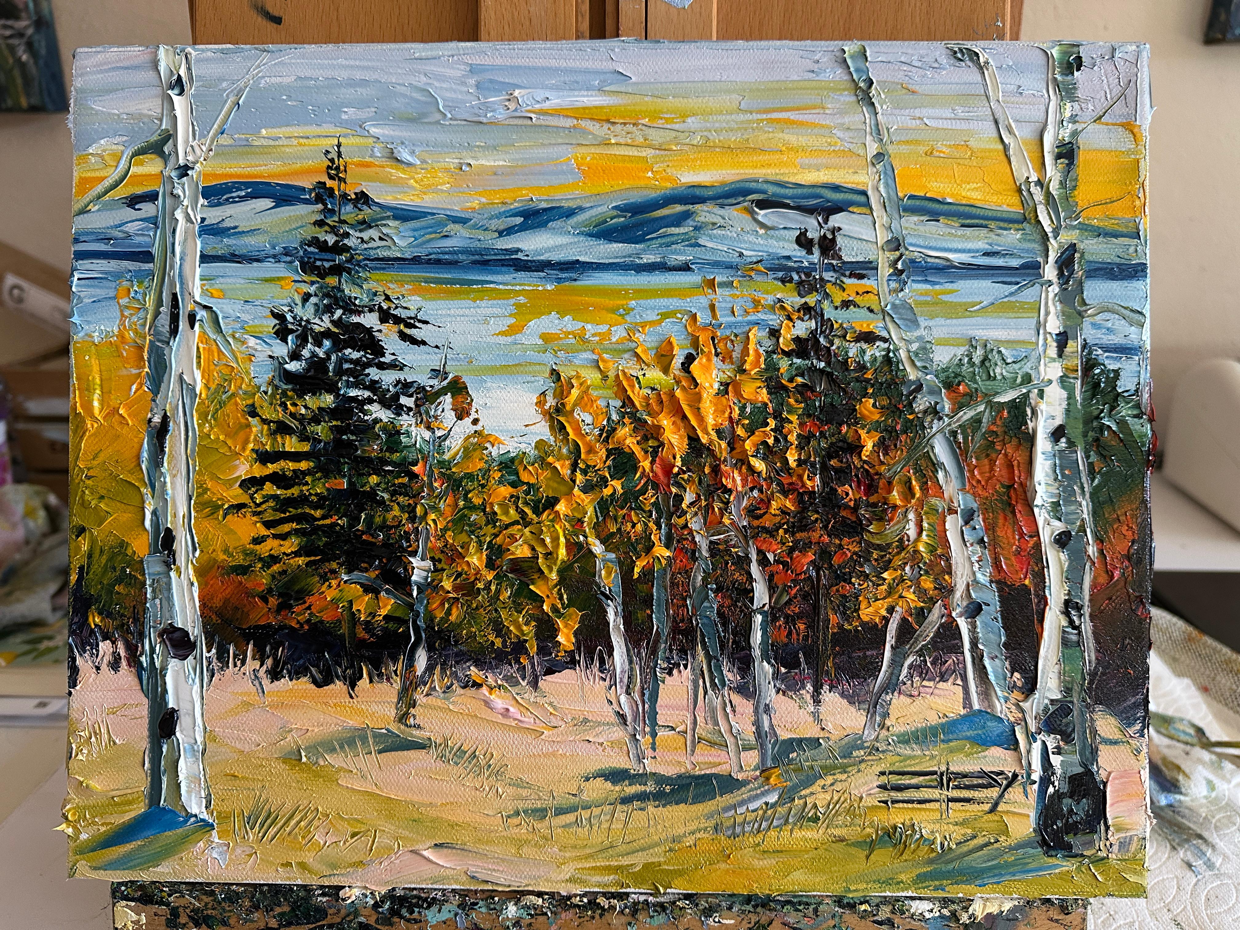 La dernière étreinte du lac Tahoe, peinture à l'huile - Impressionnisme Painting par Lisa Elley