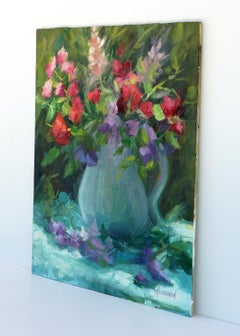 Sweet Peas and Bougainvillea, Oil Painting