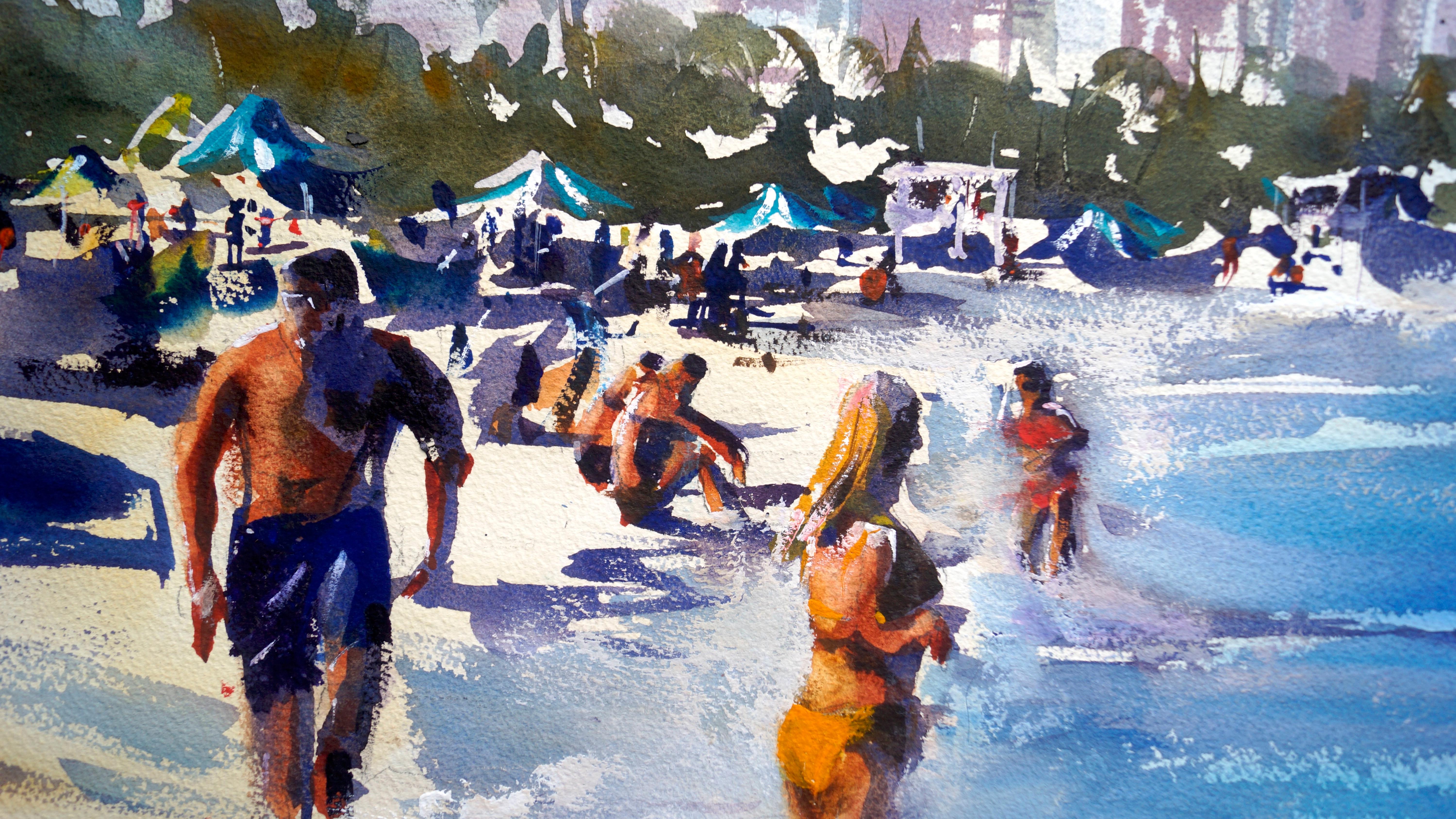 Spiaggia di Fort Lauderdale, Florida, dipinto originale in vendita 1