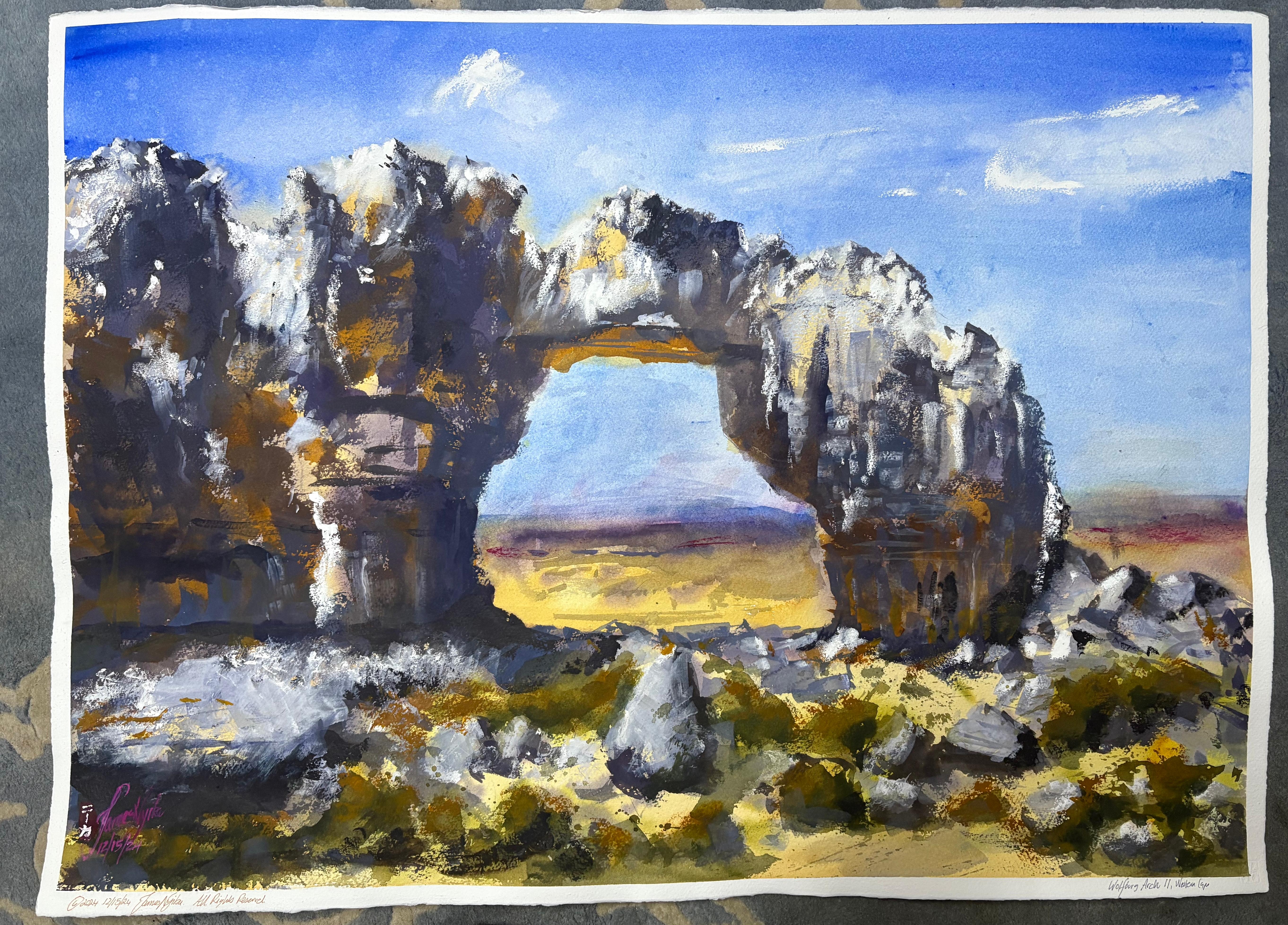 Wolfburg Arch, Original Painting - Impressionist Art by James Nyika