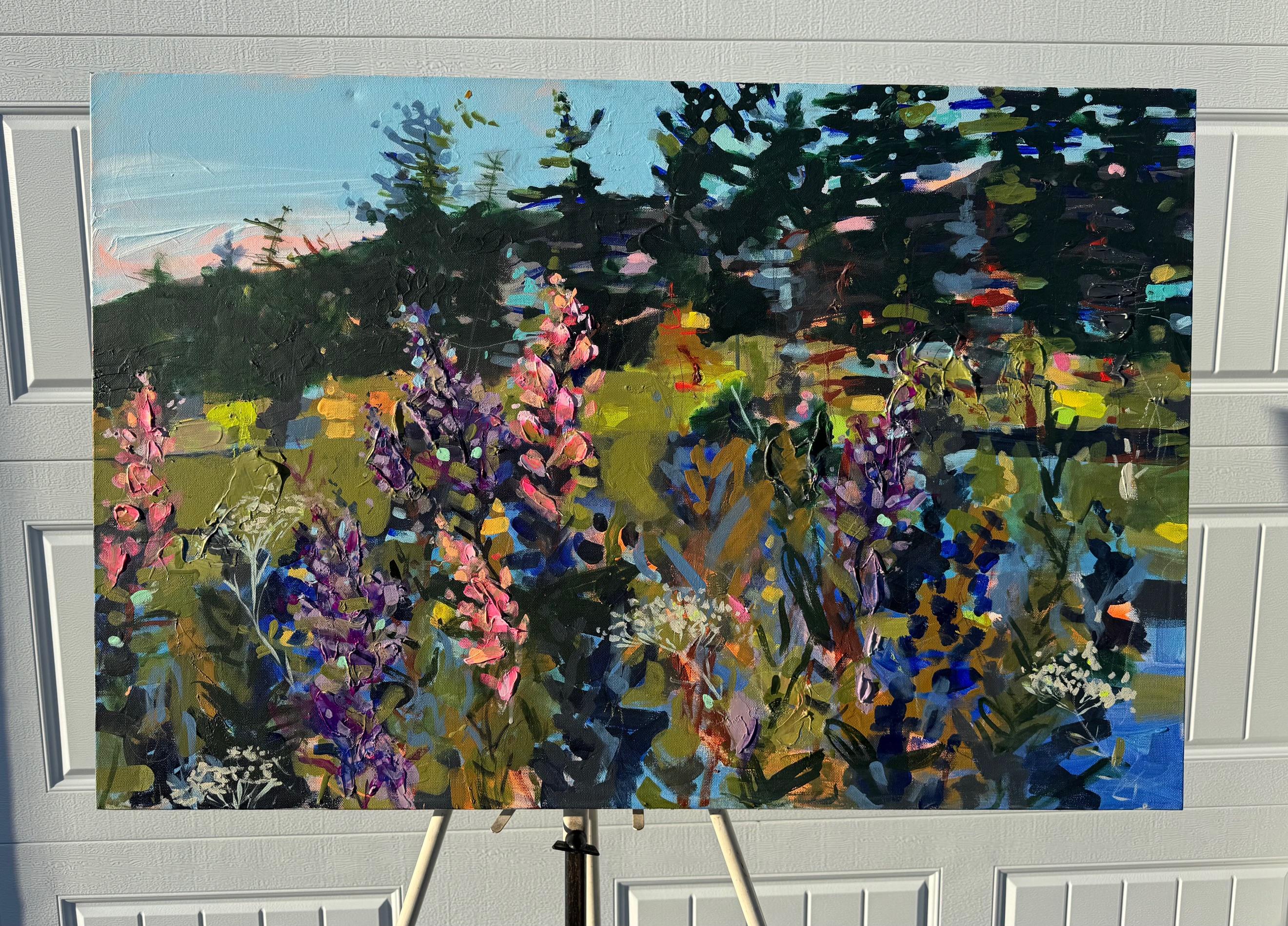 Lilas y pinos, Pintura original - Painting Impresionista de Rebecca Klementovich