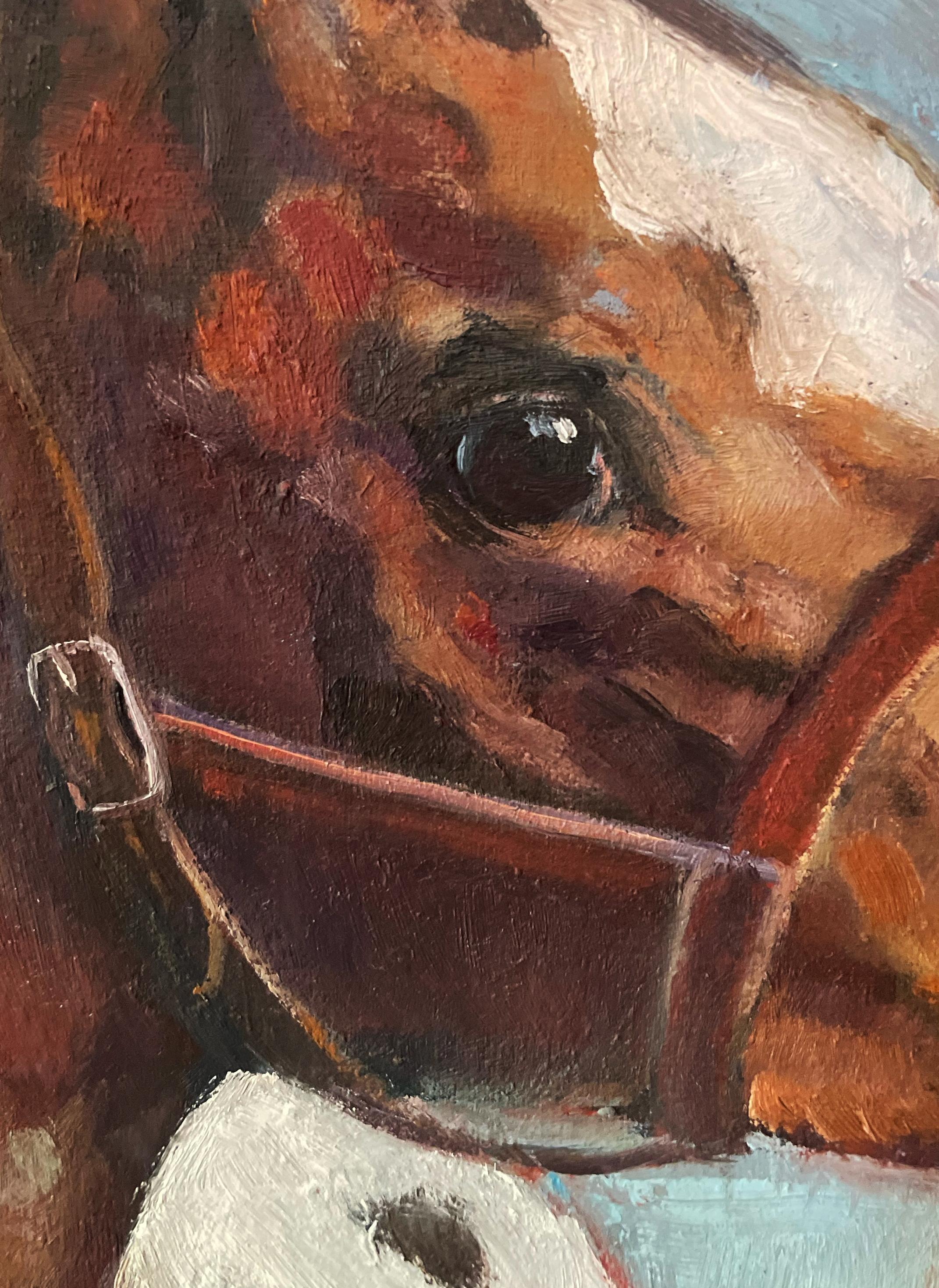 Two's Company, Pittura a olio - Animal Painting Grigio di Jan Fontecchio Perley