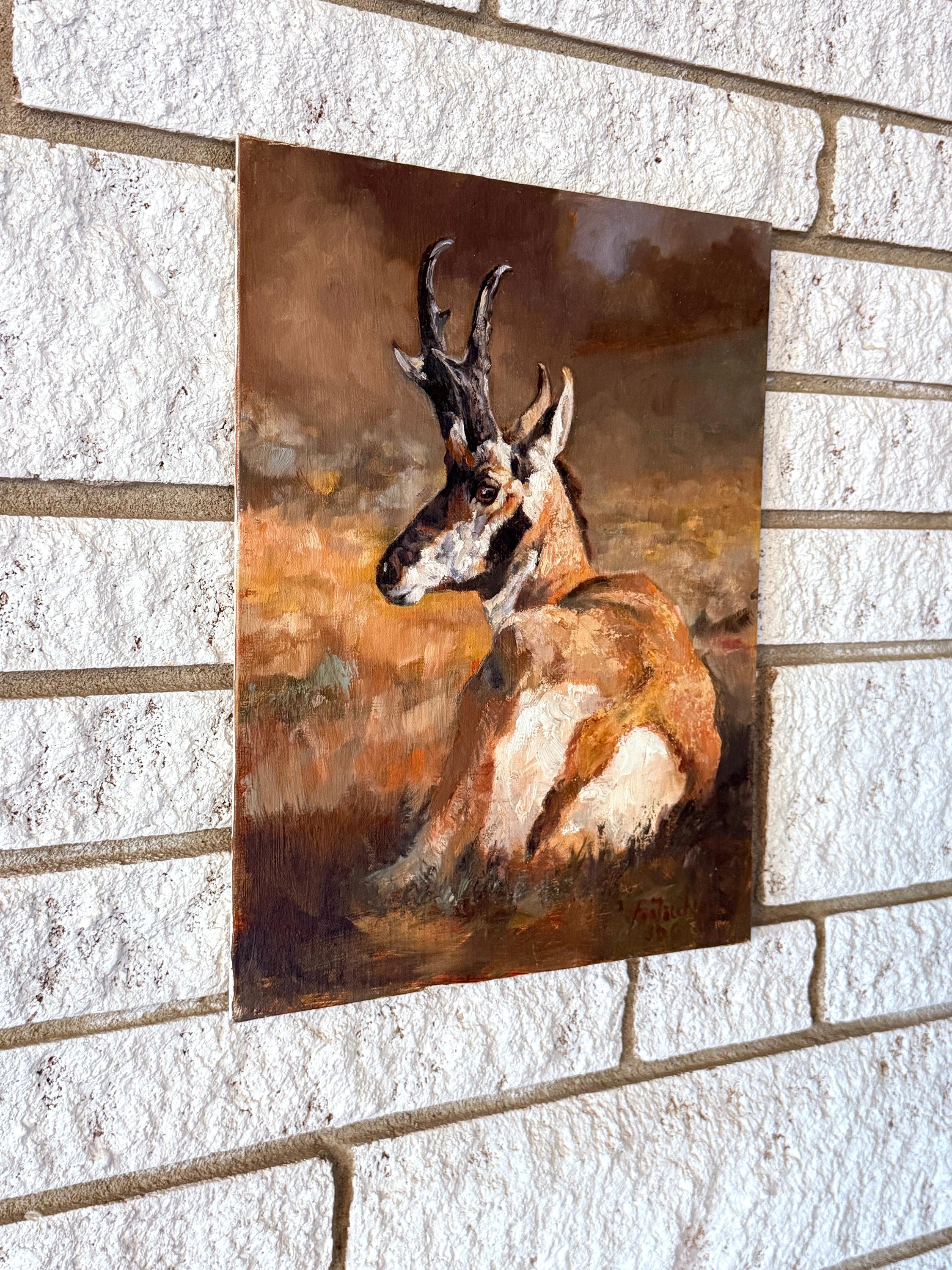 Enthroned, Oil Painting - Brown Animal Painting by Jan Fontecchio Perley