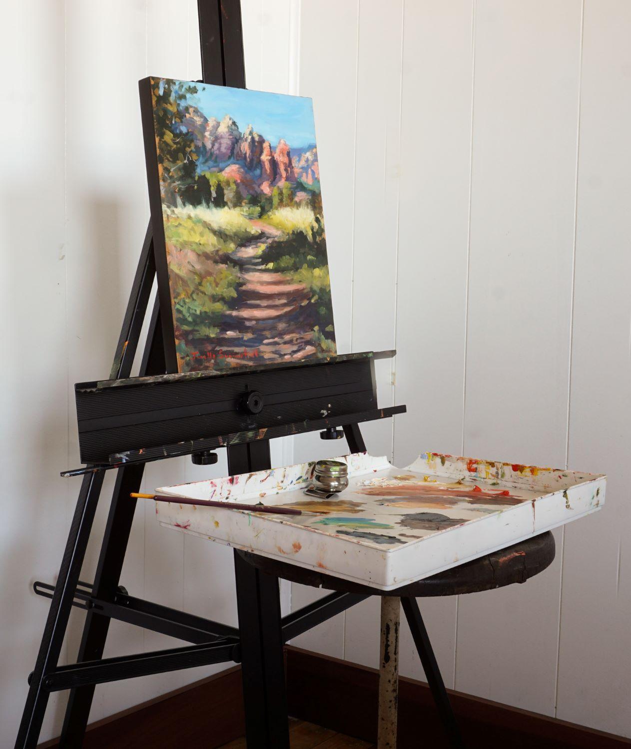View from the Airport Mesa Trail, peinture à l'huile - Impressionnisme Painting par Jonelle Summerfield