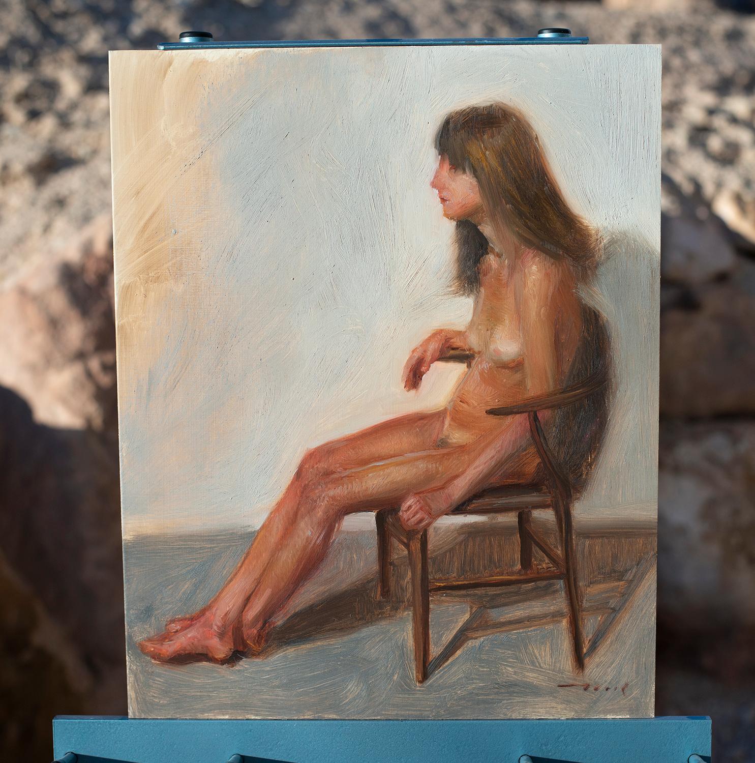Affiche de profil, peinture à l'huile - Impressionnisme Painting par McGarren Flack