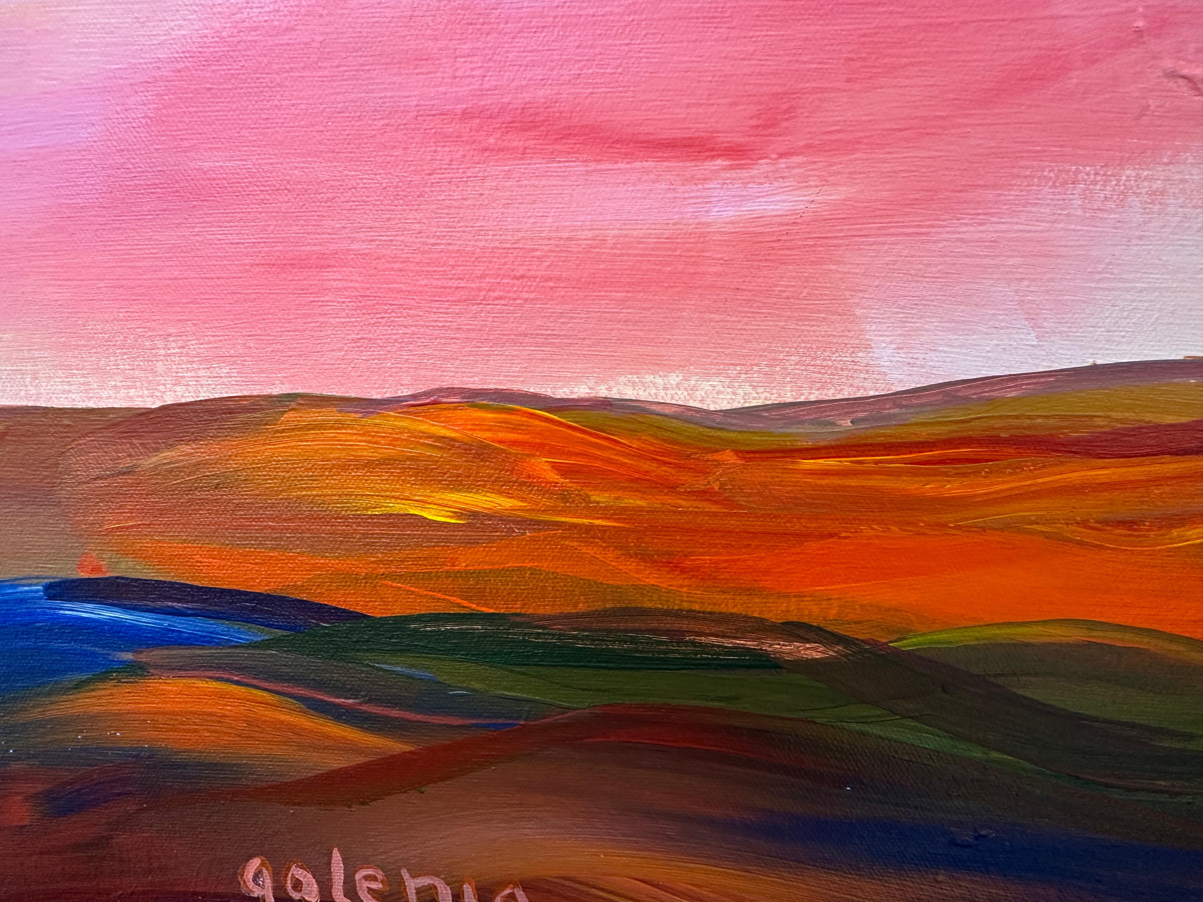 Mañana en el Alto Desierto, Pintura Original - Landscape Painting Naranja de JoAnn Golenia