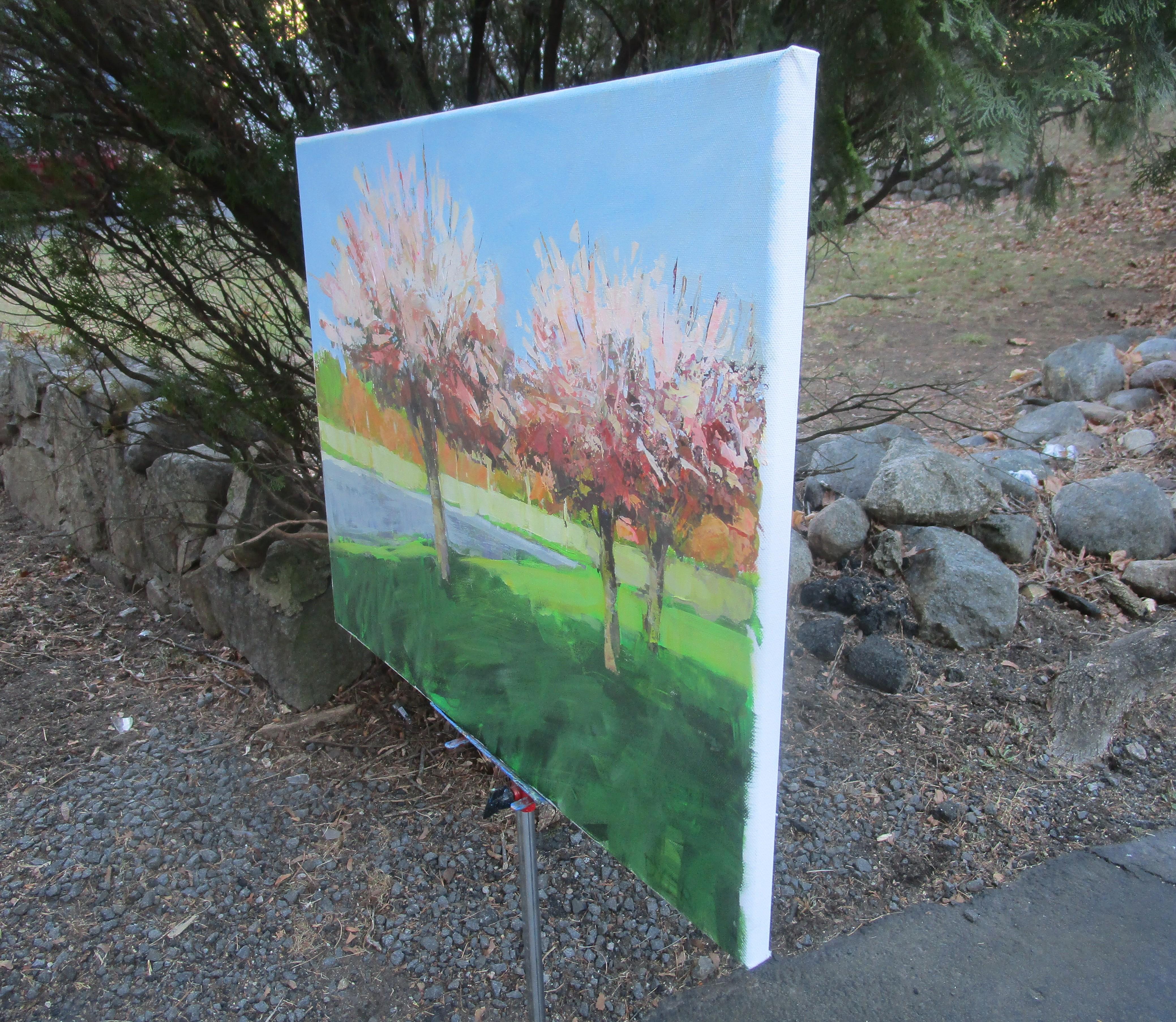 Blooming Trees, Original Painting - Impressionist Art by Janet Dyer