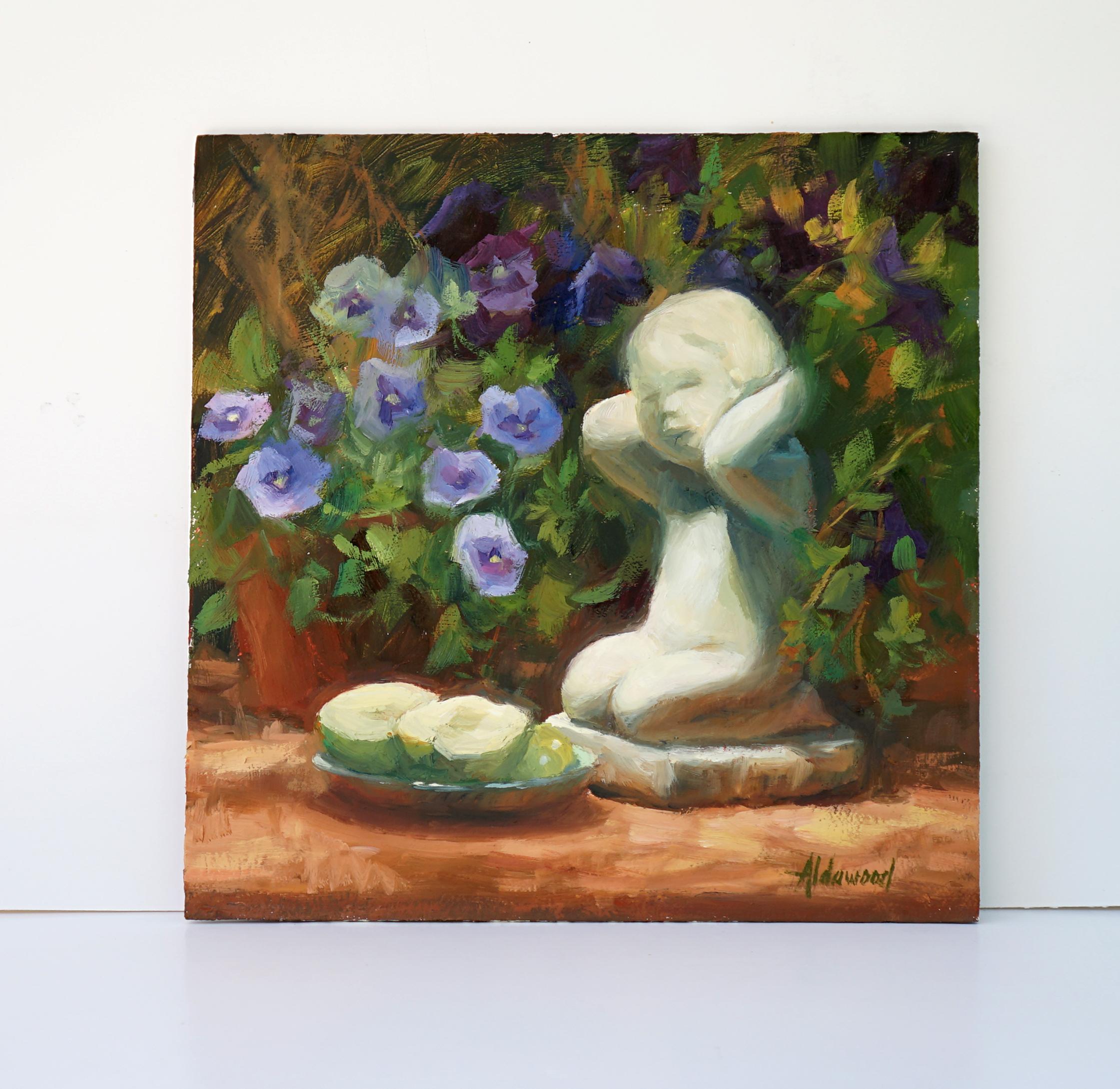 Cherubino da giardino, Pittura a olio - Painting Impressionismo di Sherri Aldawood