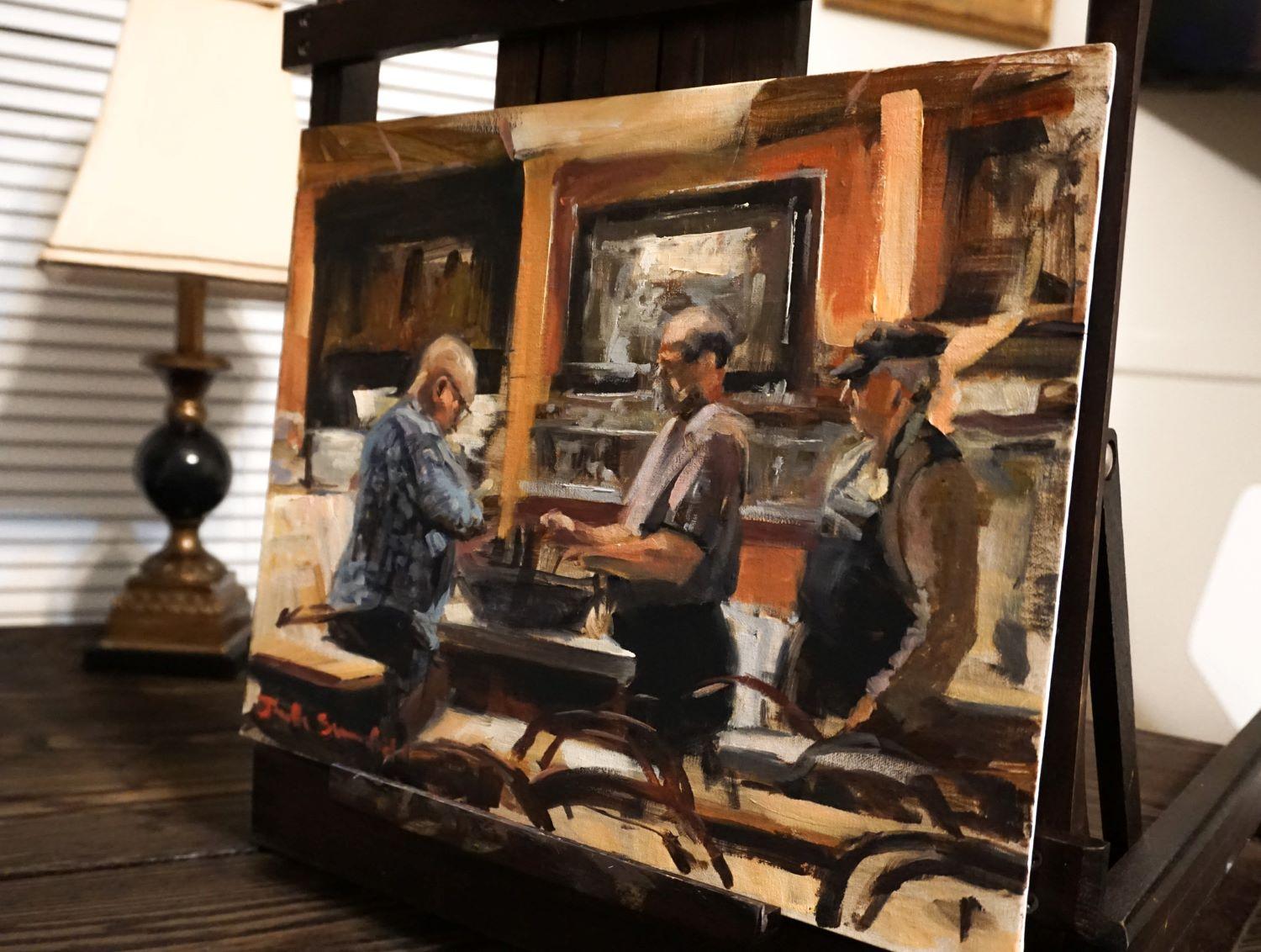 The Correct Change, peinture à l'huile - Impressionnisme Painting par Jonelle Summerfield