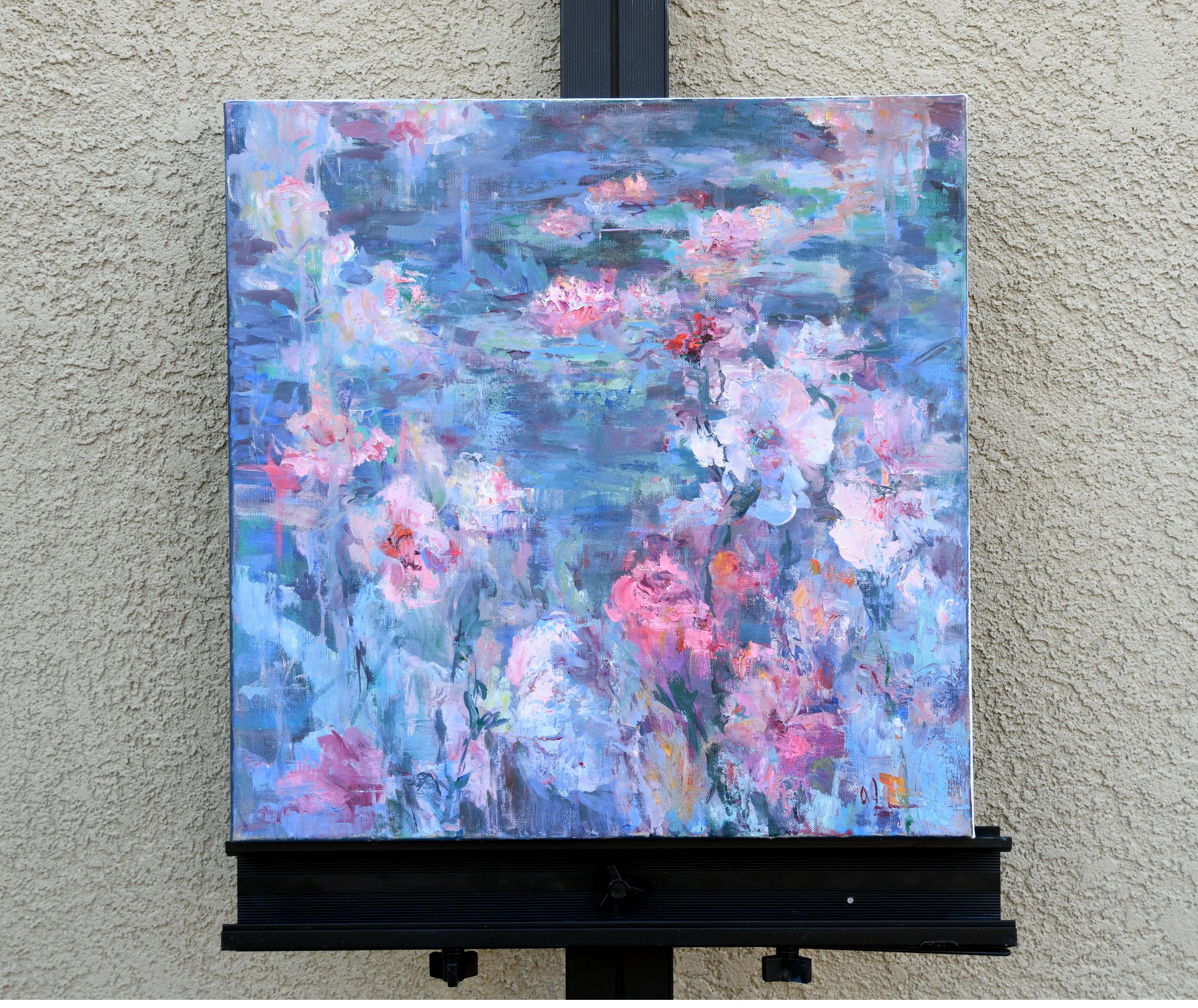 <p>Commenti dell'artista<br />Questo suggestivo dipinto impressionista cattura l'essenza di un giardino vicino allo stagno. Con pennellate sciolte e audaci tecniche a spatola, questo pezzo emana una qualità sognante e semi-astratta. Ricche texture e