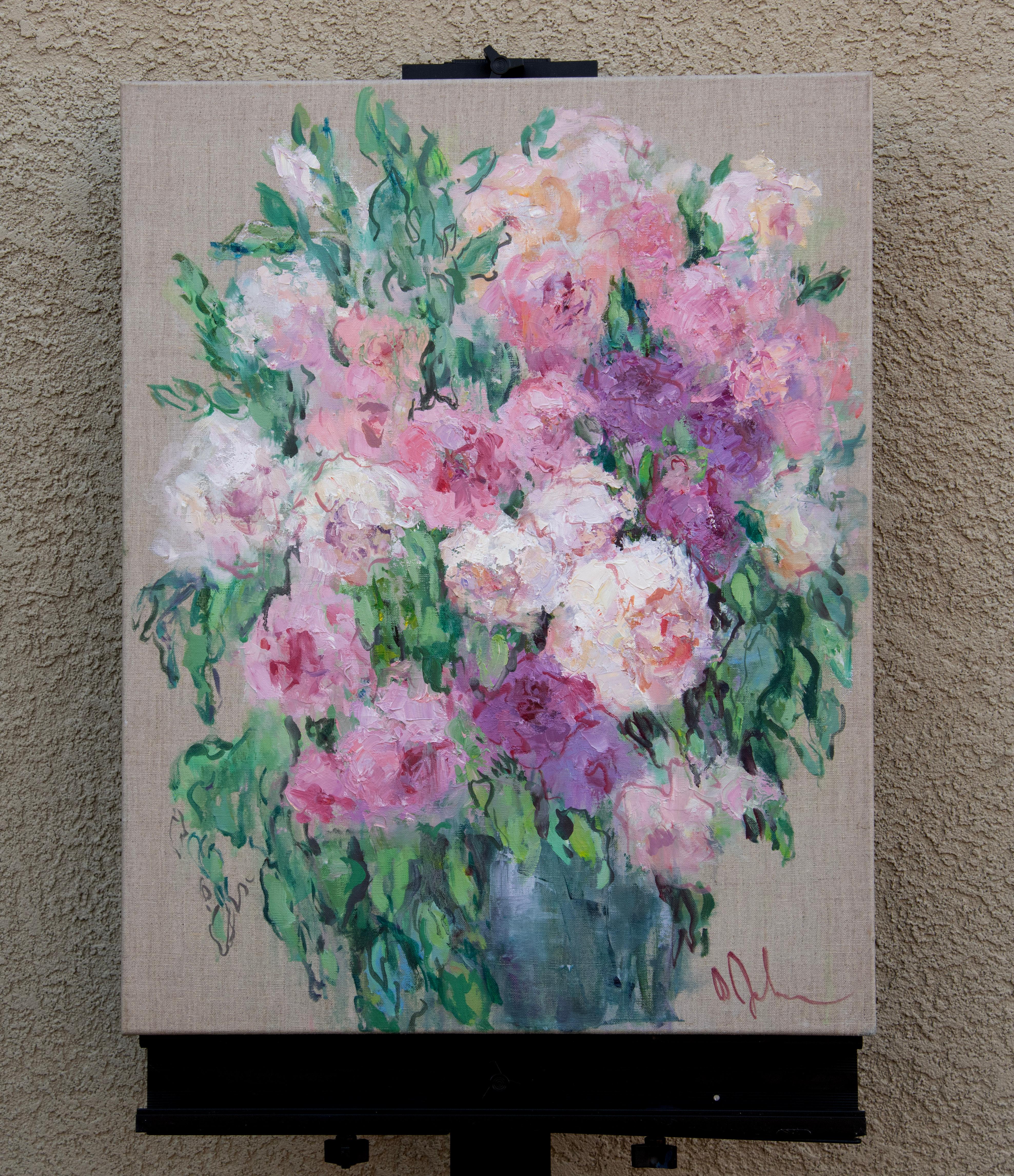 Dicha rosa y blanca, Pintura al óleo - Painting Impresionista de Oksana Johnson