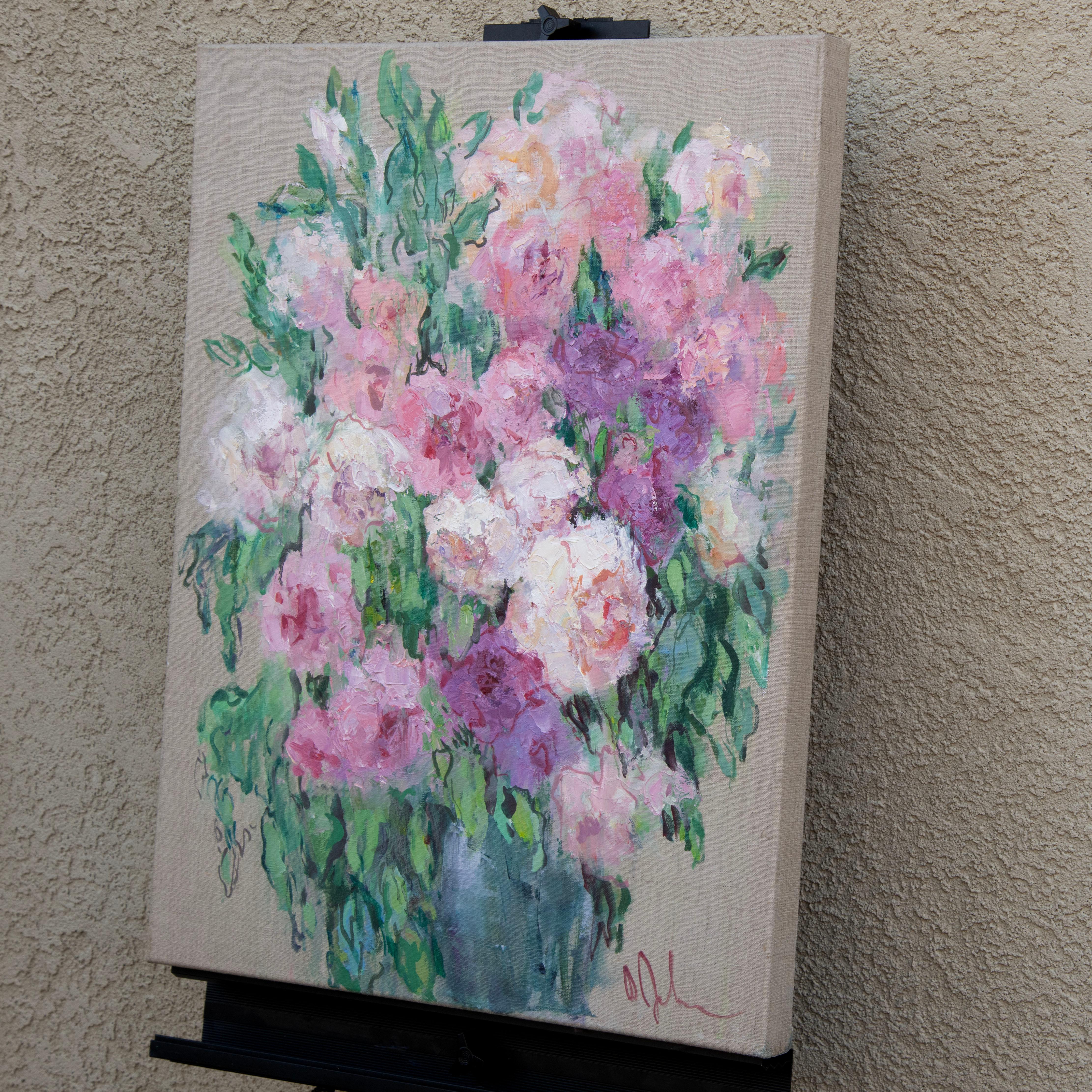 Dicha rosa y blanca, Pintura al óleo - Painting de Oksana Johnson