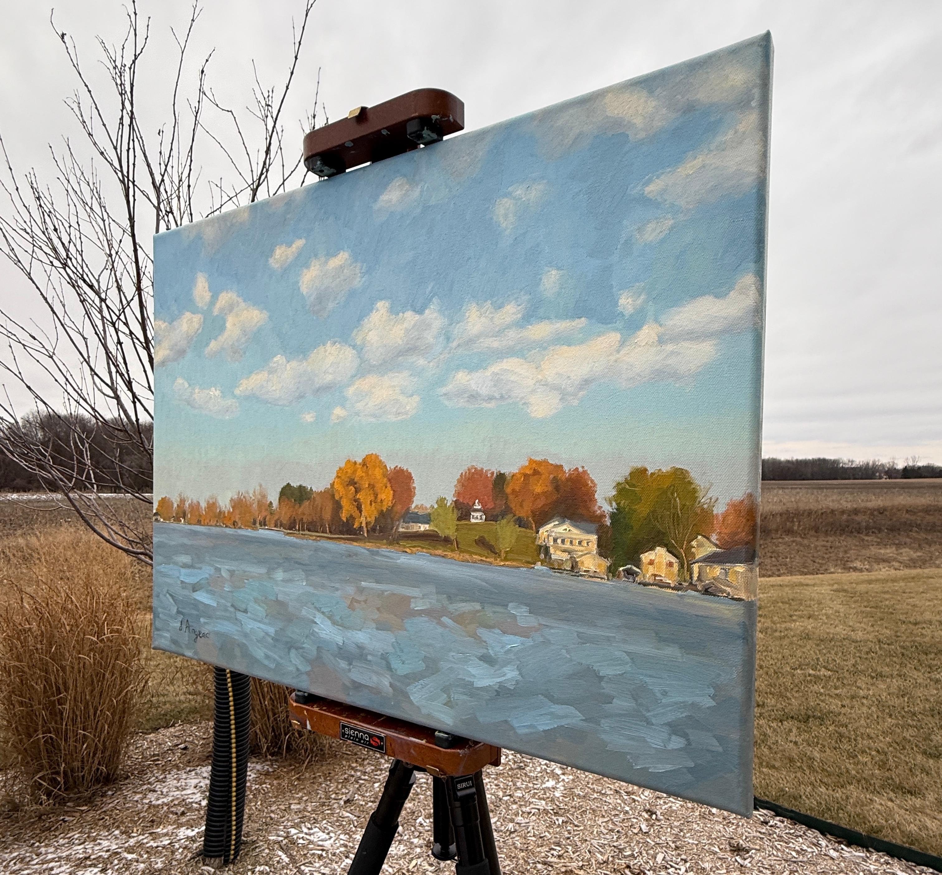 Lago de Wisconsin en un día de otoño, Pintura al óleo - Art Impresionista de Karen d’Angeac Mihm