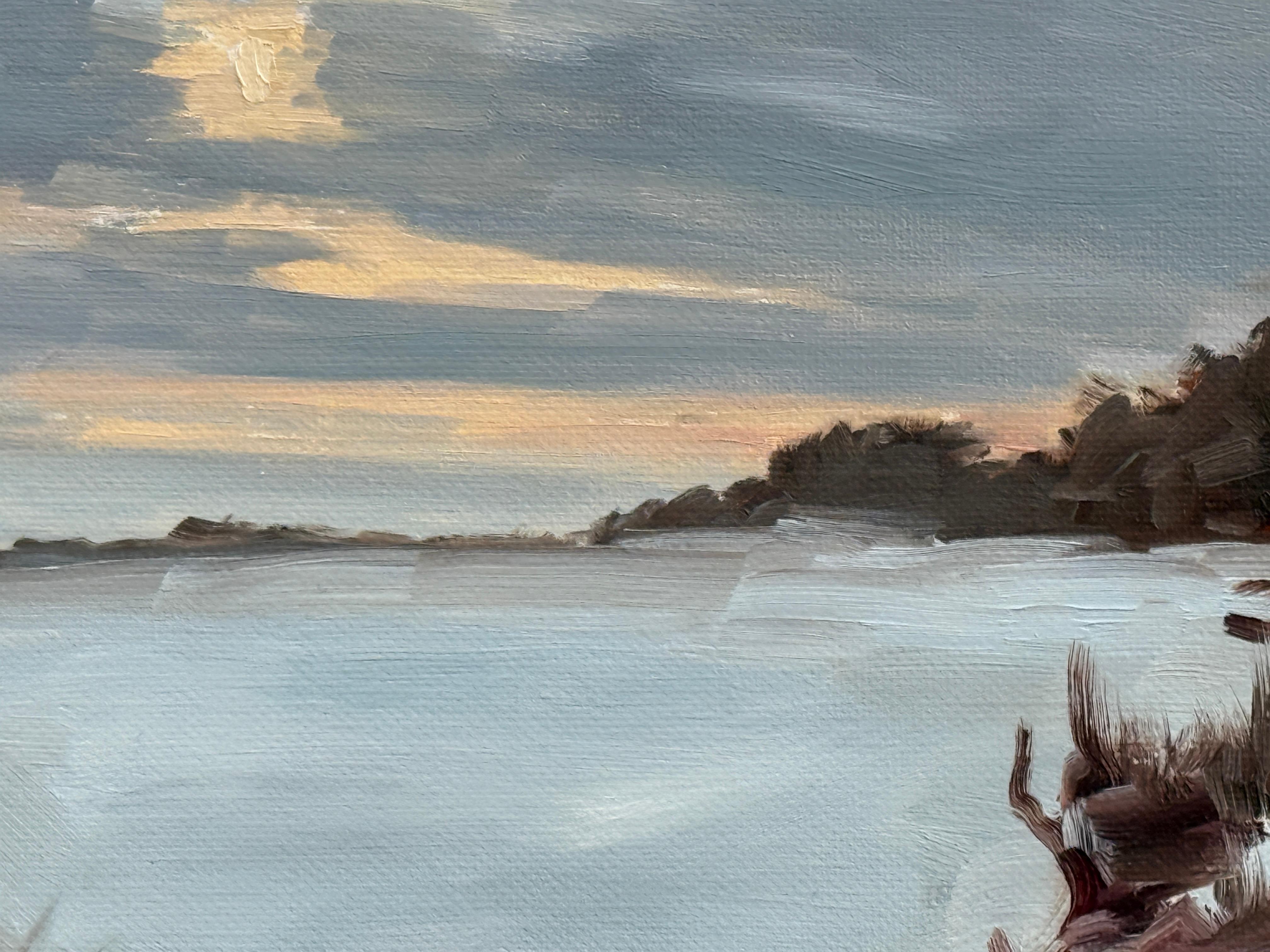 Peinture à l'huile « Winter at the Lake » en vente 1