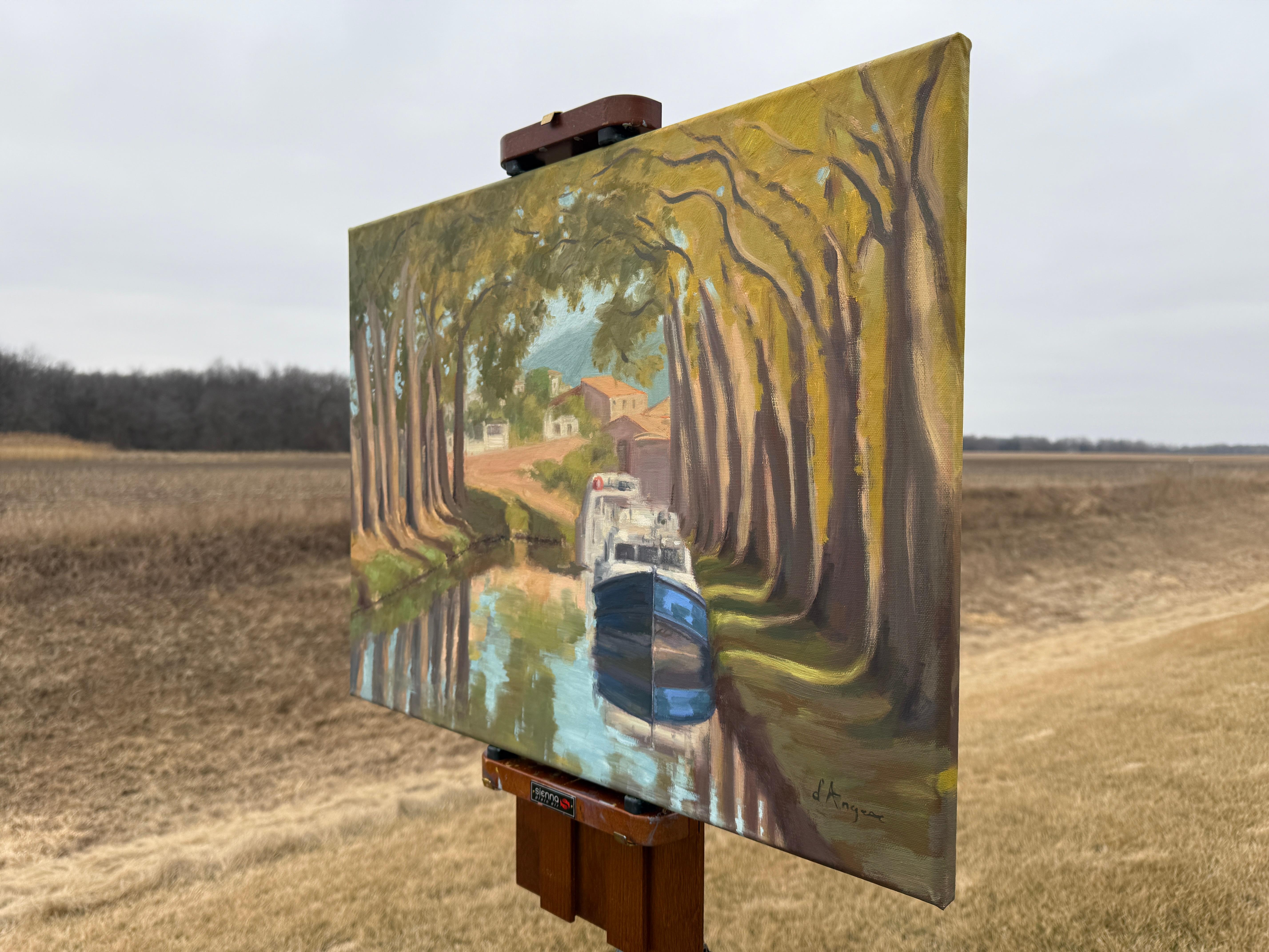 Canal du Midi, peinture à l'huile - Painting de Karen d’Angeac Mihm