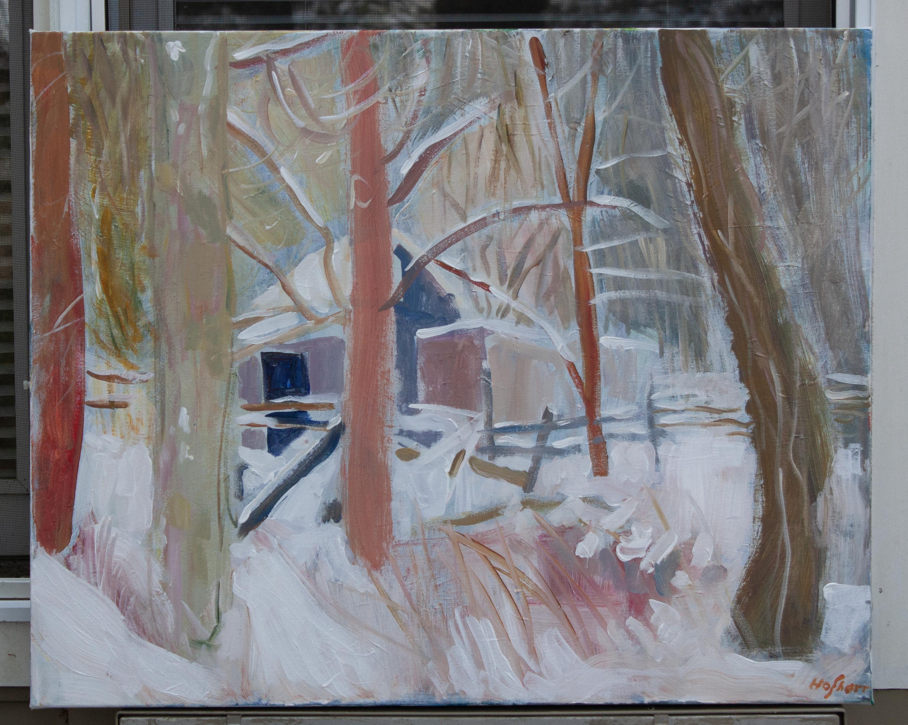 <p>Commenti dell'artista<br />Un piccolo fienile si erge tra gli alberi, formando le fondamenta di quest'opera espressiva. Le nuvole che nascondono il paesaggio dalla luce del sole ne attenuano i colori, rendendo indispensabile scoprire le tonalità