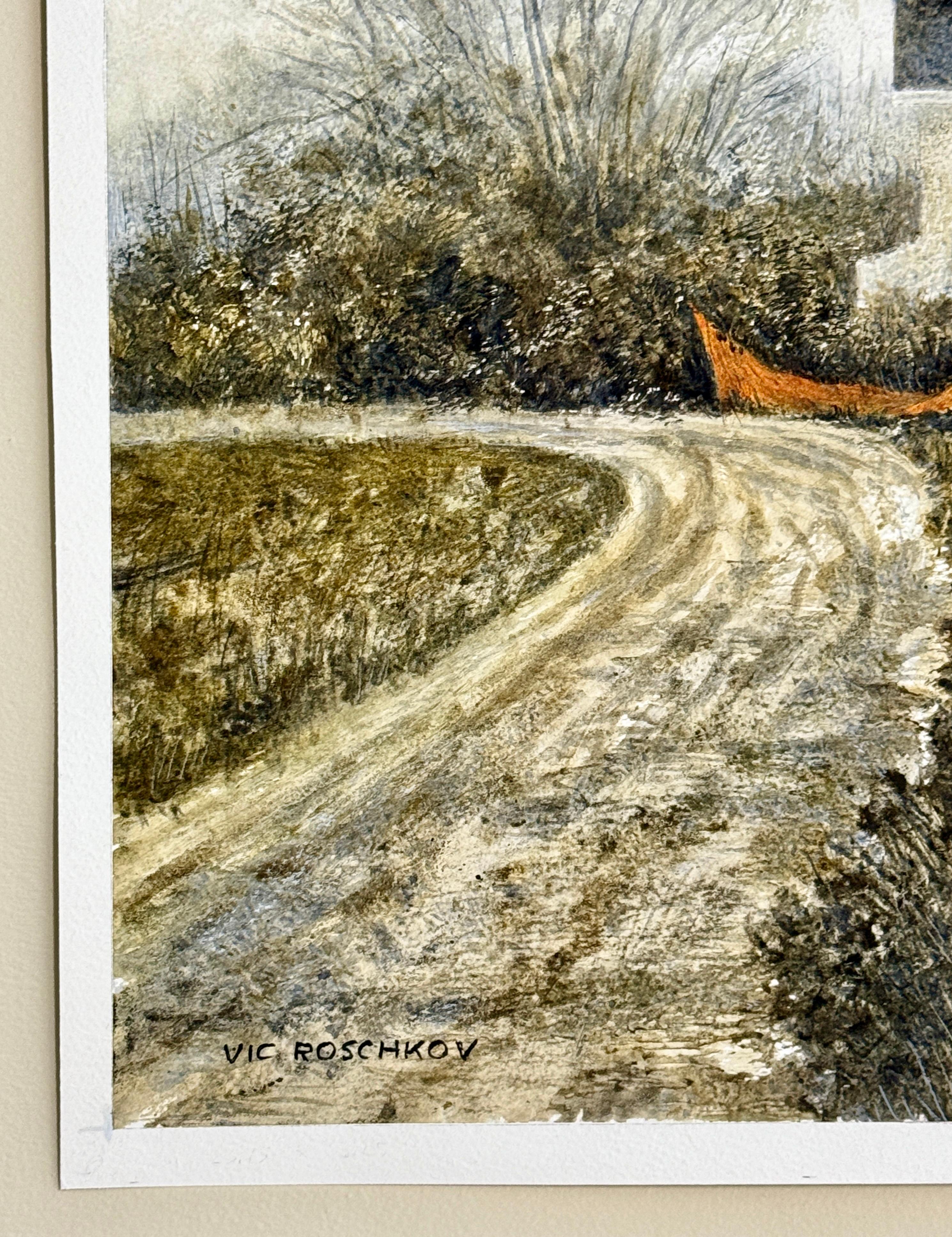 Snow Fence, Originalgemälde (Realismus), Art, von Vic Roschkov