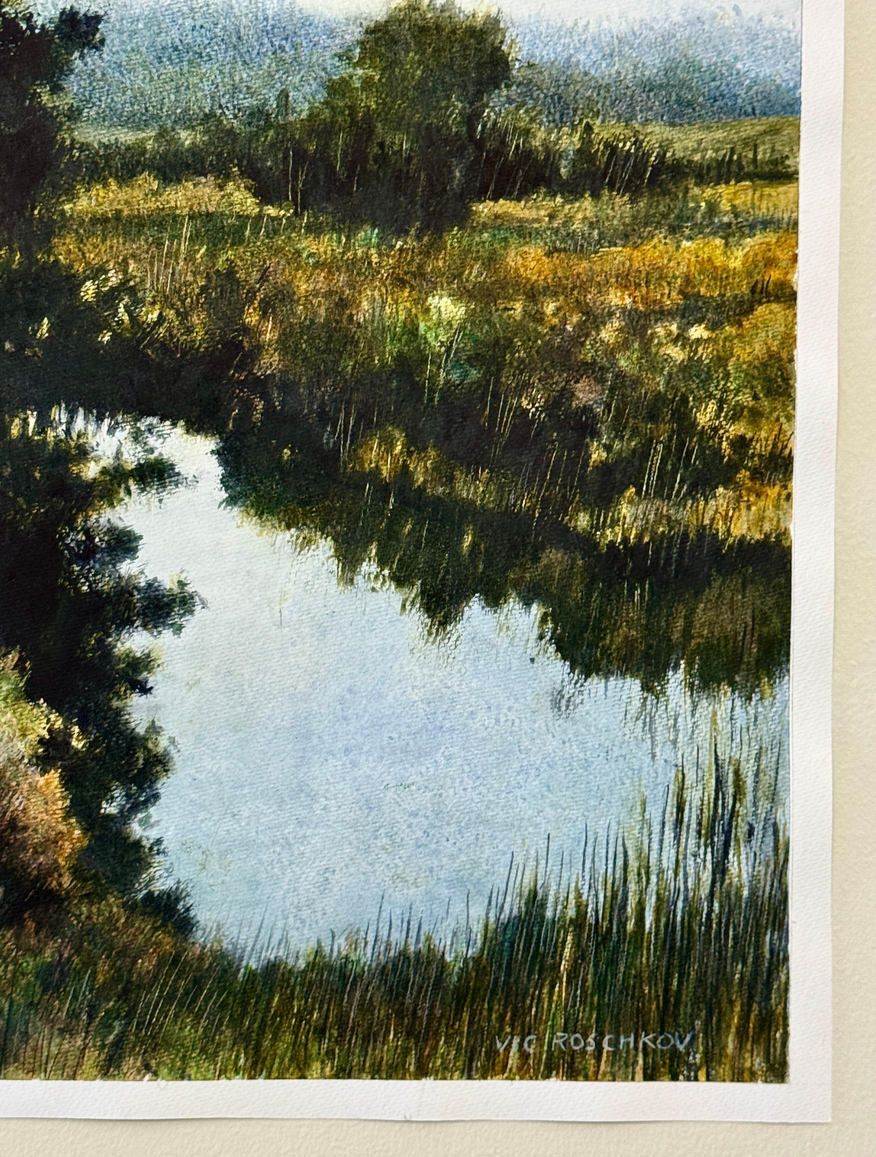 Aguas tranquilas, Pintura original - Art Realista de Vic Roschkov