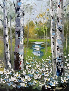 Whispers of Birch Elegance, Ölgemälde