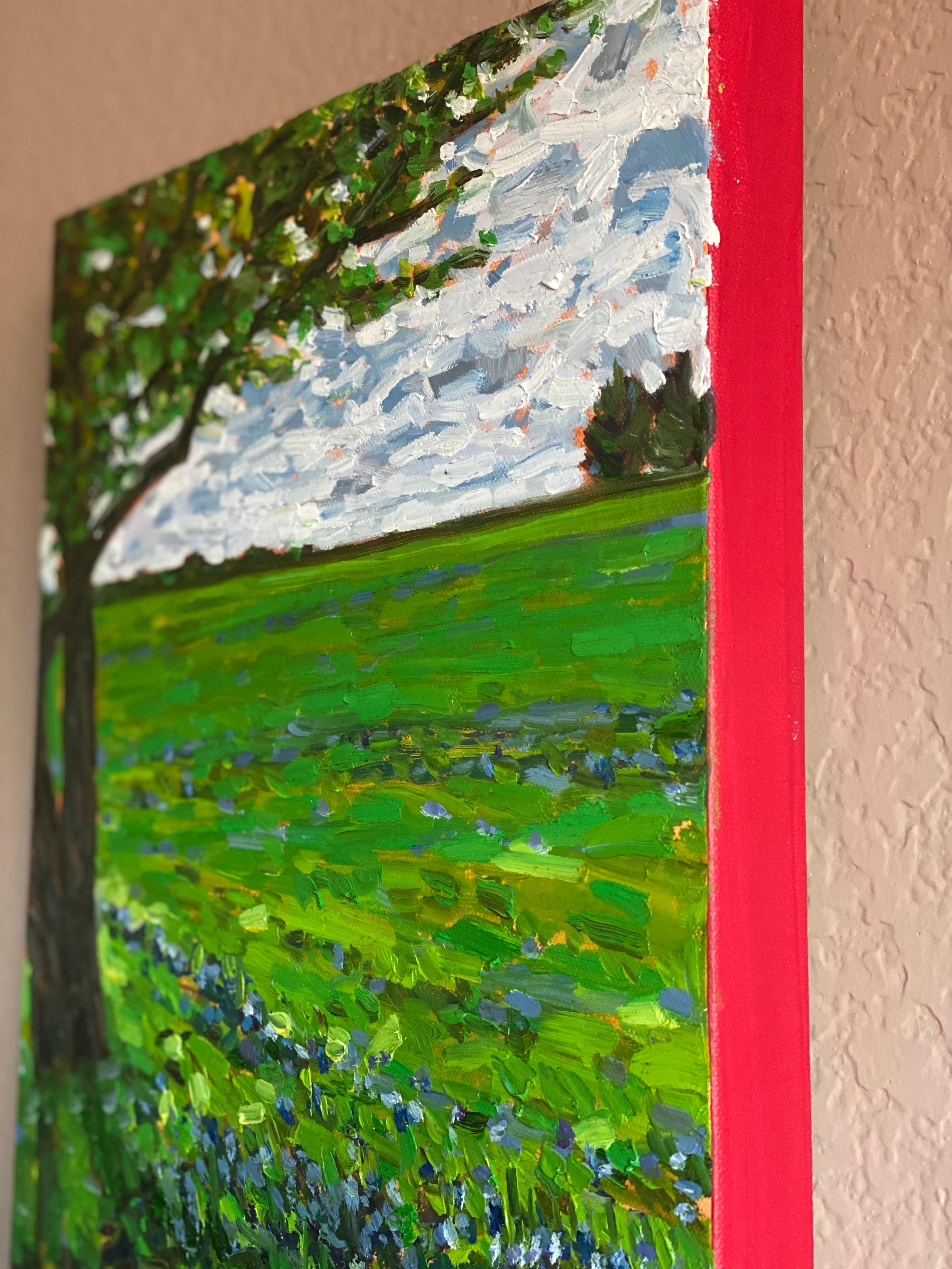 The Bluebonnets, peinture à l'huile - Impressionnisme Art par Srinivas Kathoju