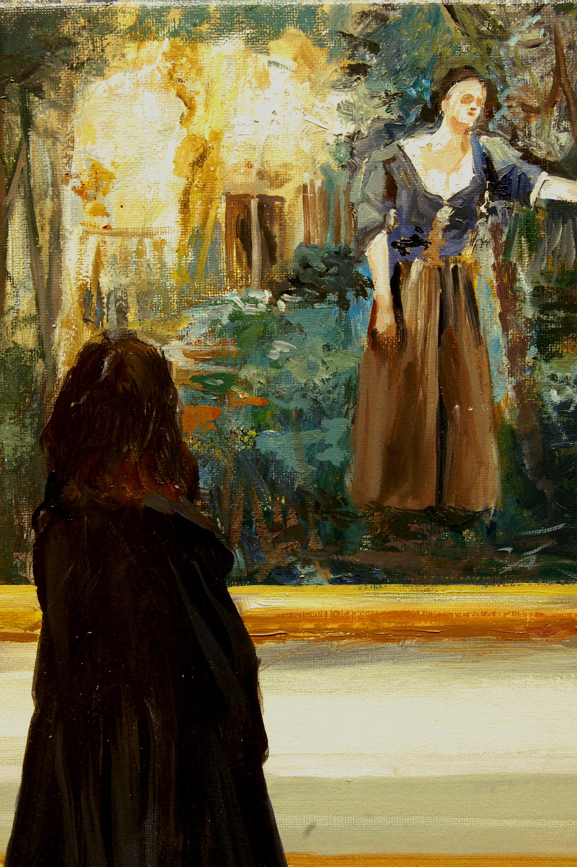 Angels and Patrons, peinture à l'huile - Beige Figurative Painting par Onelio Marrero