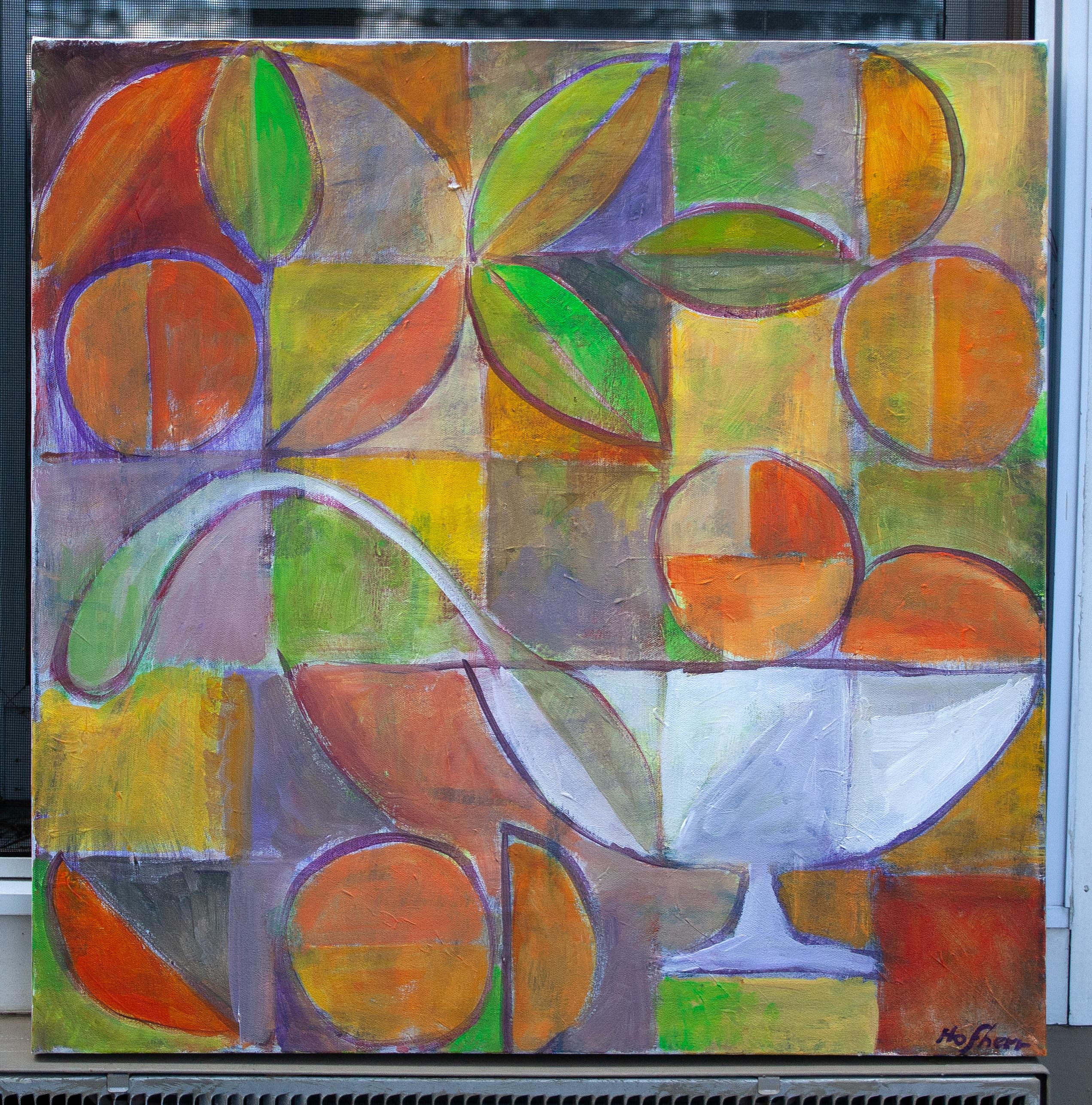 <p>Artist Comments<br>Reimagining a simple still life with oranges, this composition replaces traditional perspective with a more abstract structure. Grids and flat surfaces allow simple shapes to interact, forming recognizable images. The serving