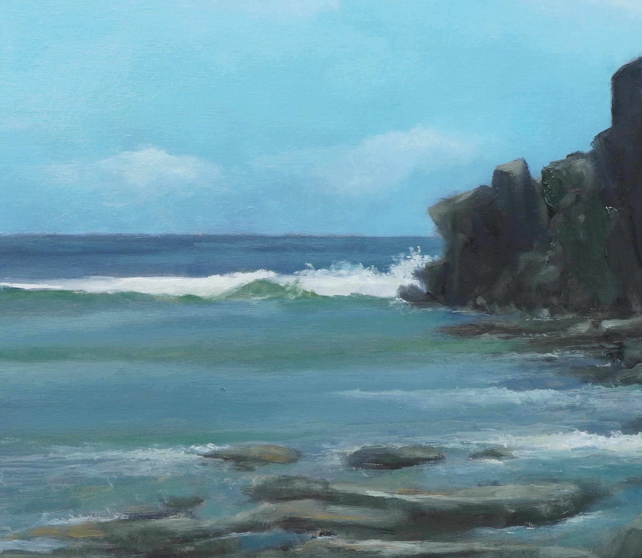 En mer, peinture à l'huile - Bleu Landscape Painting par Steve Boggs