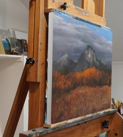 Peinture à l'huile de soirée au parc national de Teton