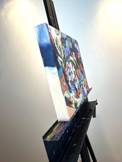 Lucky Cat and Succulents, Oil Painting