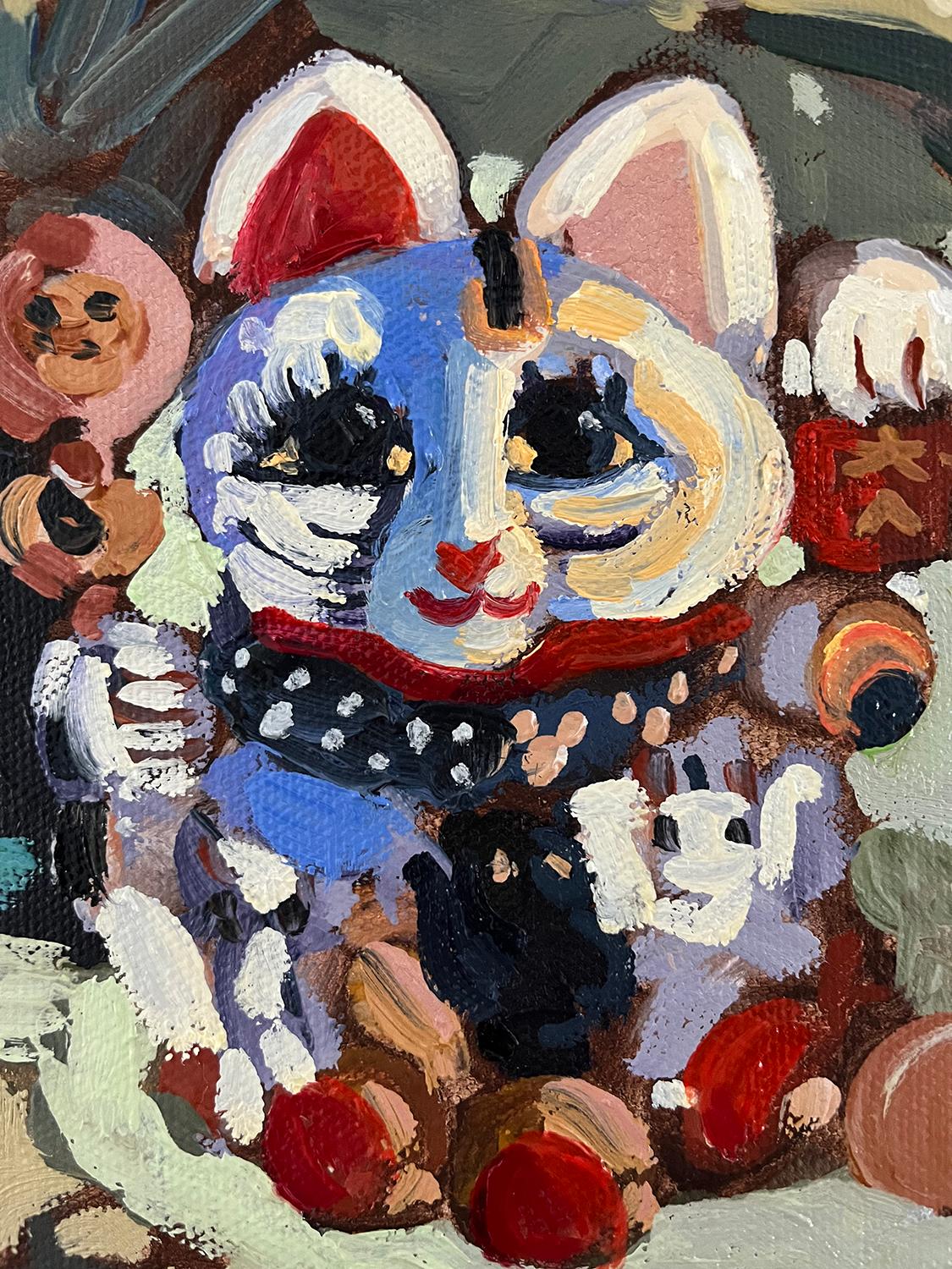 Cat Lucky et Succulents, peinture à l'huile en vente 1