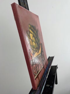 Alcachofa sobre pedestal, Pintura al óleo